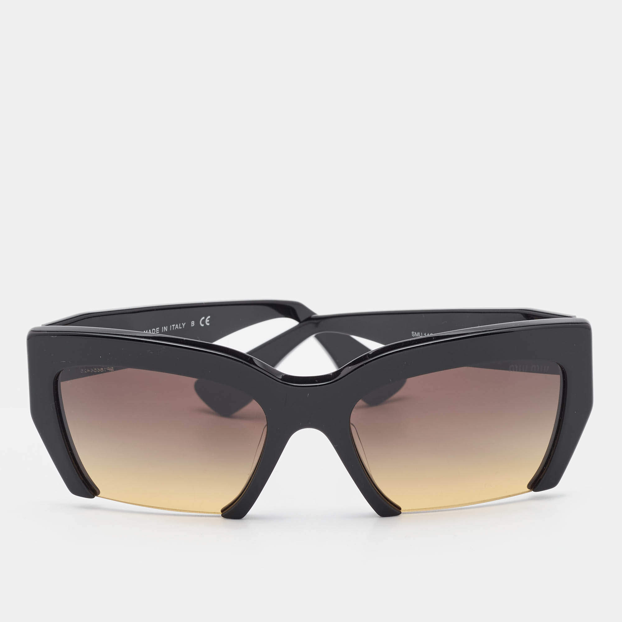 Miu Miu Black/Brown Gradient SMU 110S Rasoir Half Rim Sunglasses