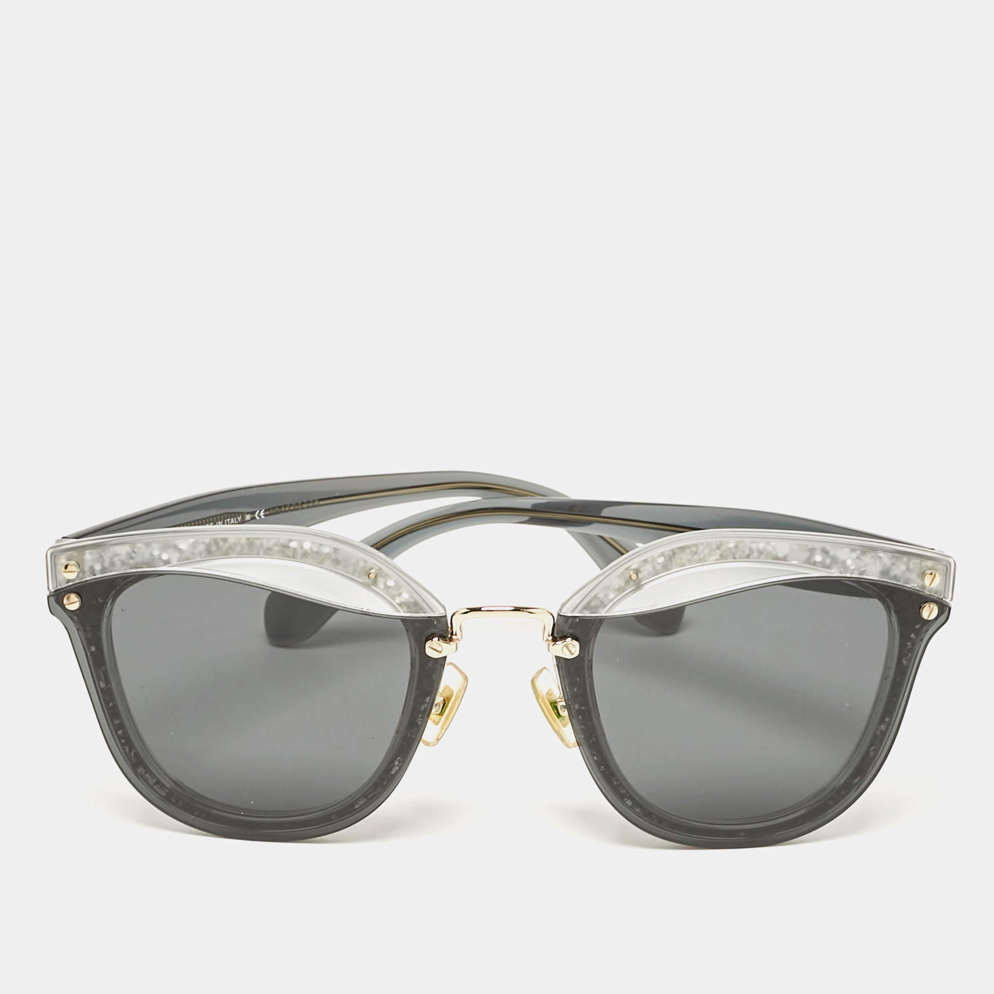 Miu Miu Black/Grey SMU03T Glitter Reveal Cat Eye Sunglasses