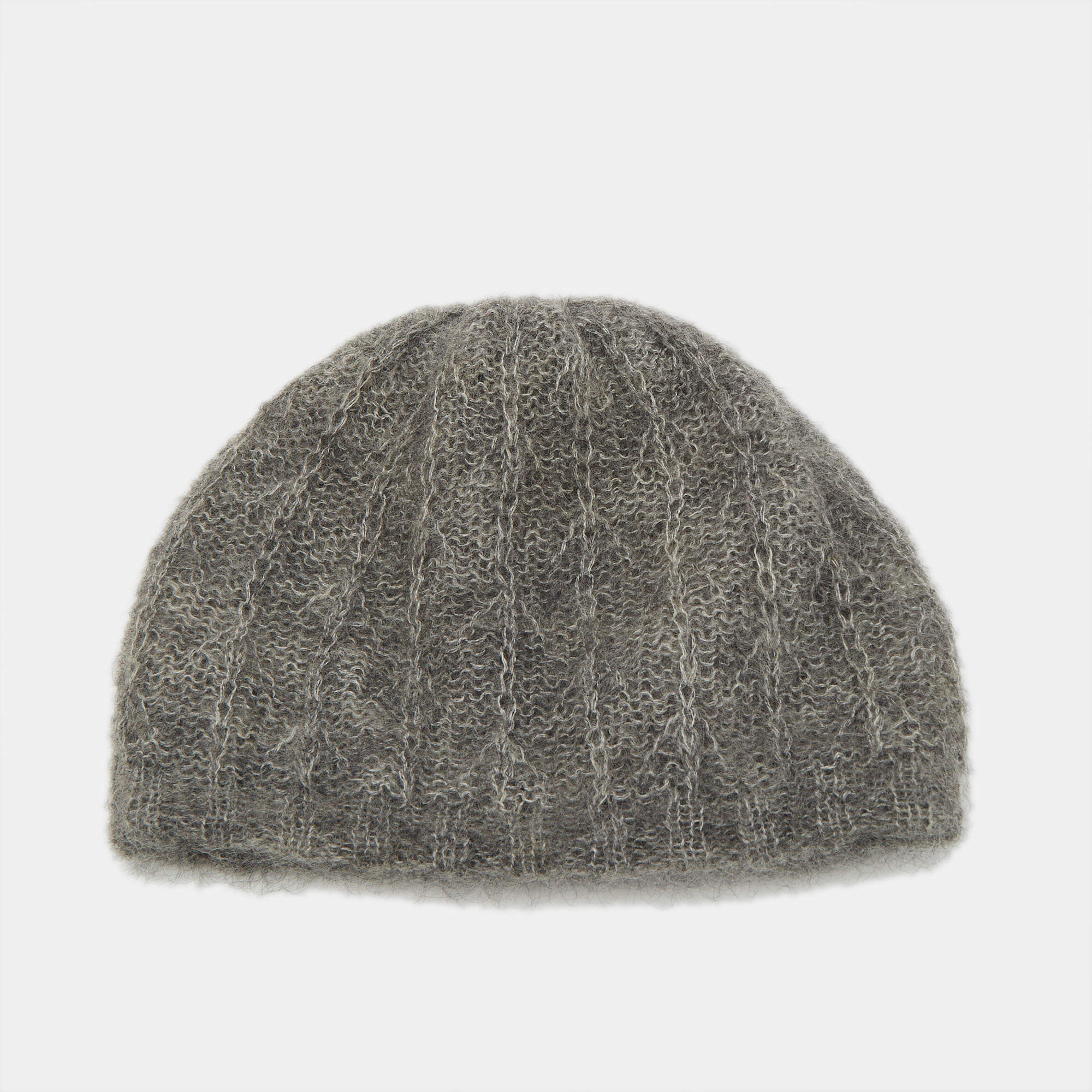 Miu Miu Grey Mohair Rib Knit Beanie M