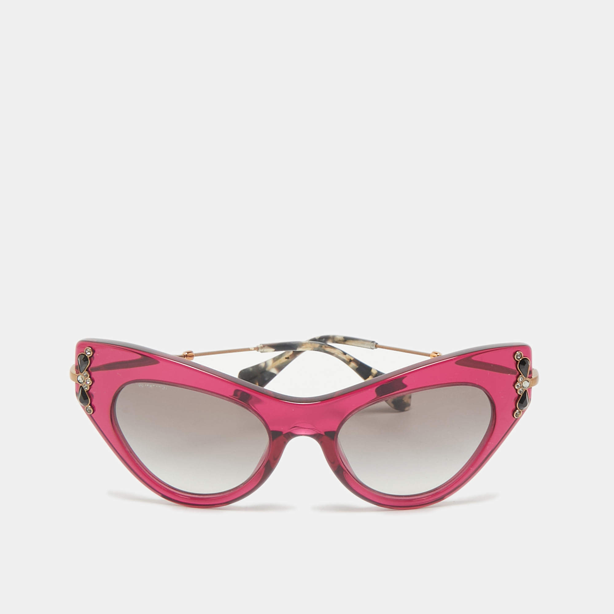 Miu Miu Pink/Black Gradient SMU04P Crystals Cat Eye Sunglasses