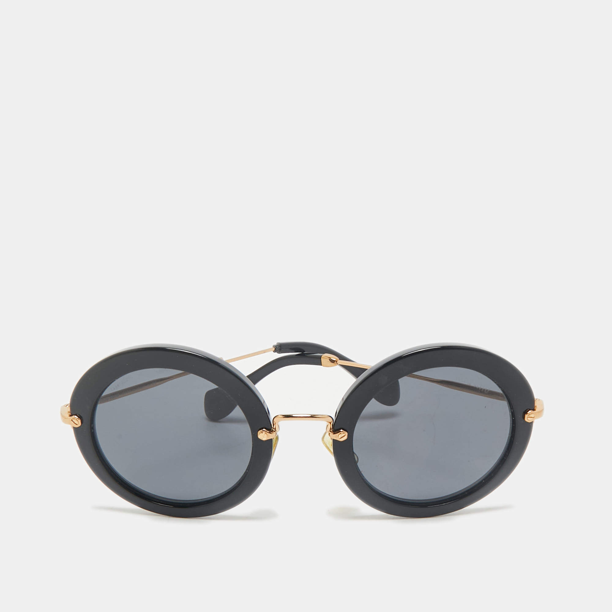 Miu Miu Black SMU13N Frame Round Sunglasses
