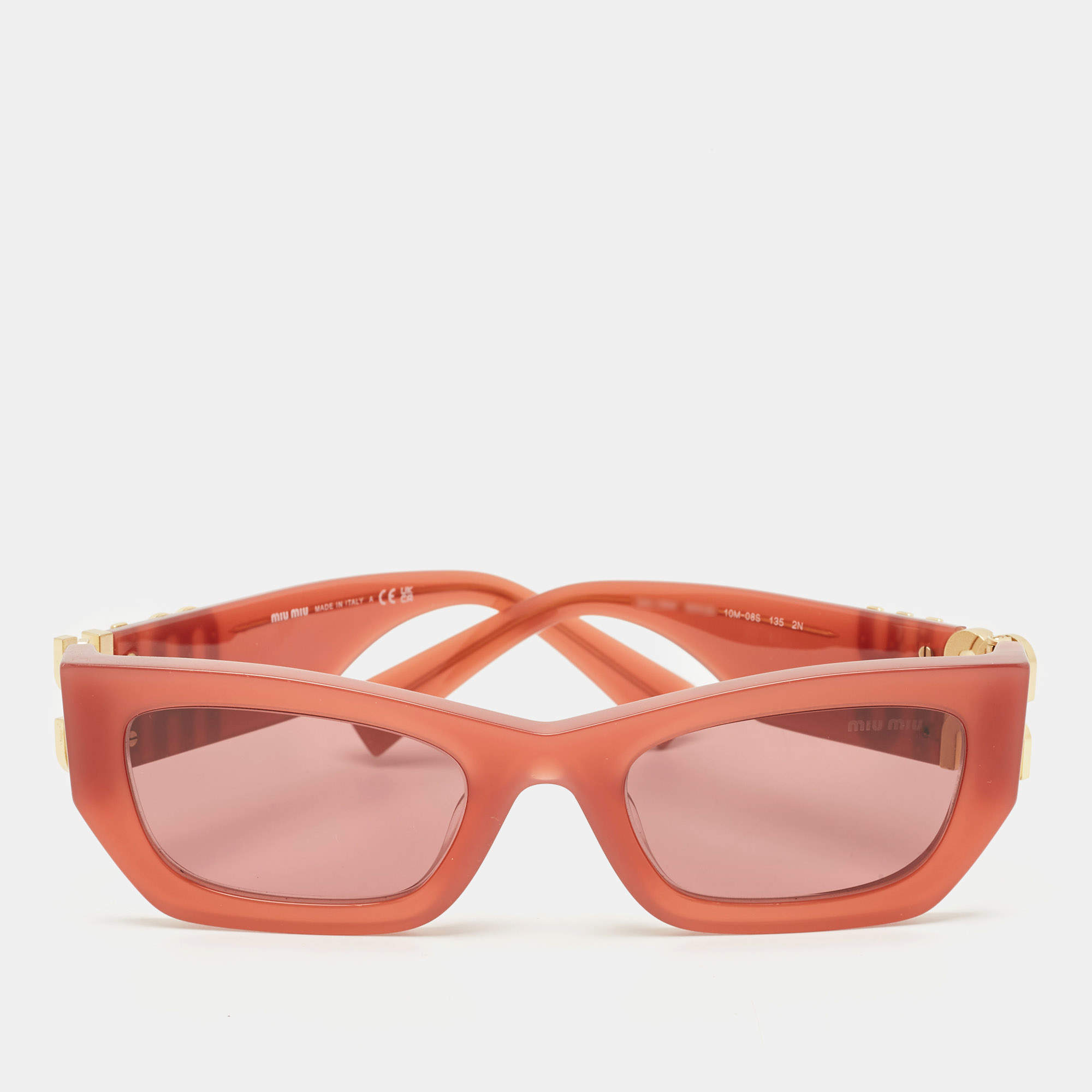 Miu Miu Brick Red SMU 09W Logo Cat Eye Sunglasses