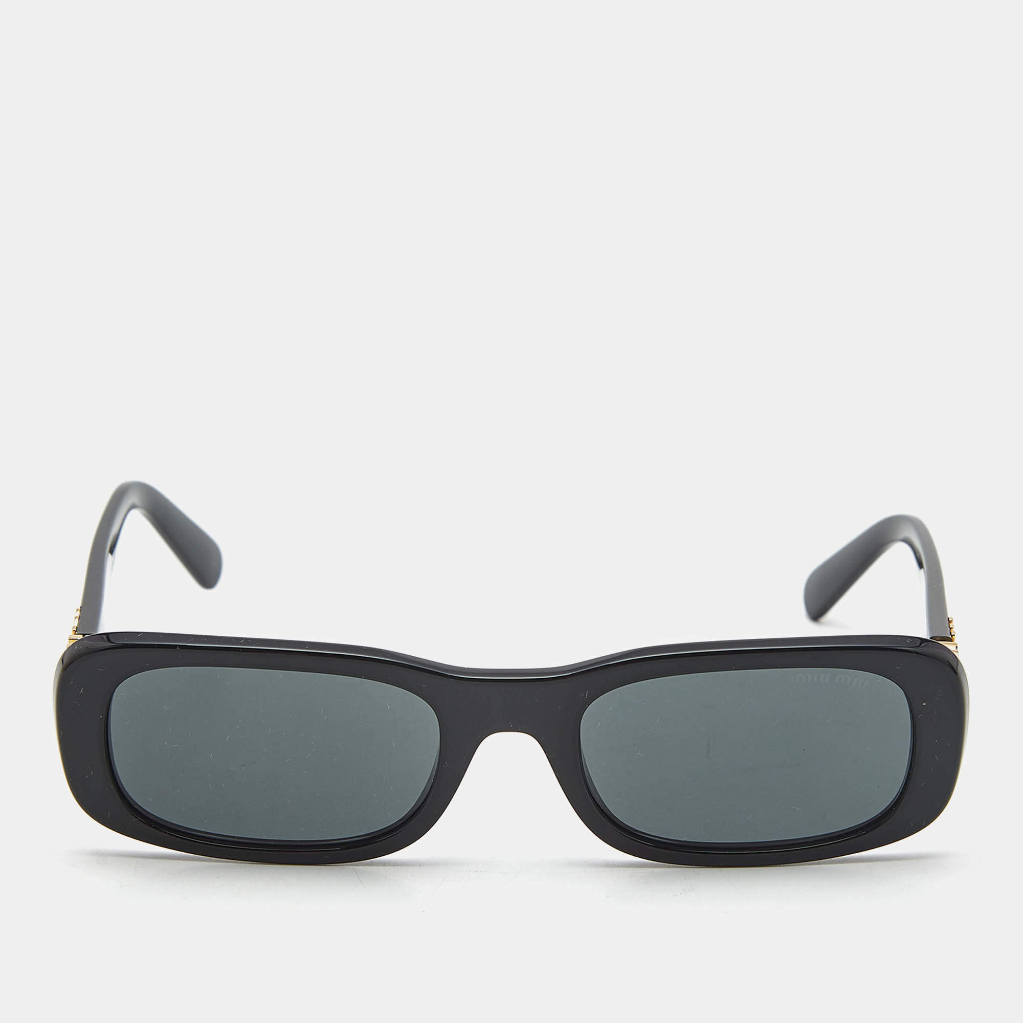 Pre Owned Miu Miu Black SMU 08Z Logo Rectangle Sunglasses