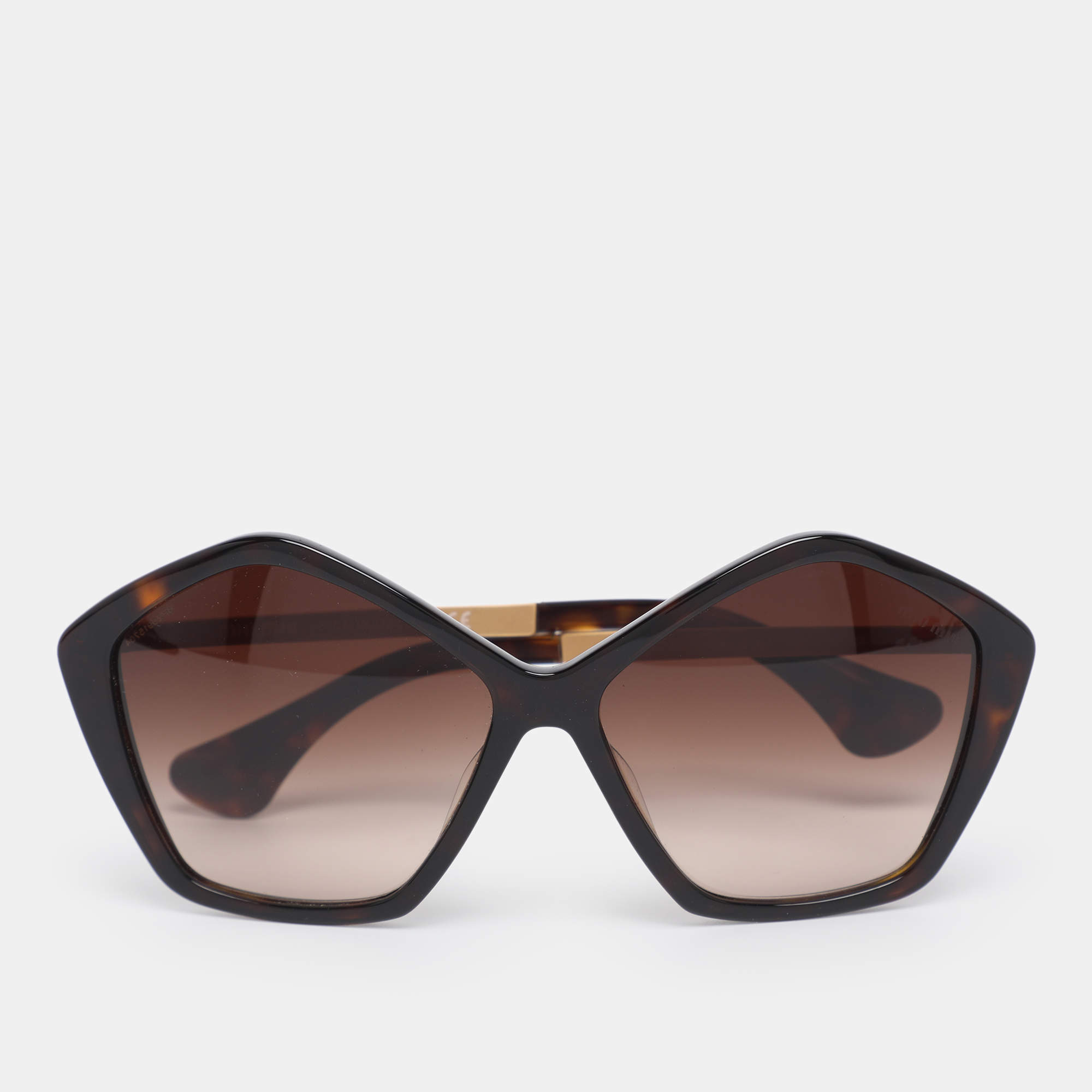 Pre Owned Miu Miu Brown Havana SMU11N Pentagon Gradient Sunglasses