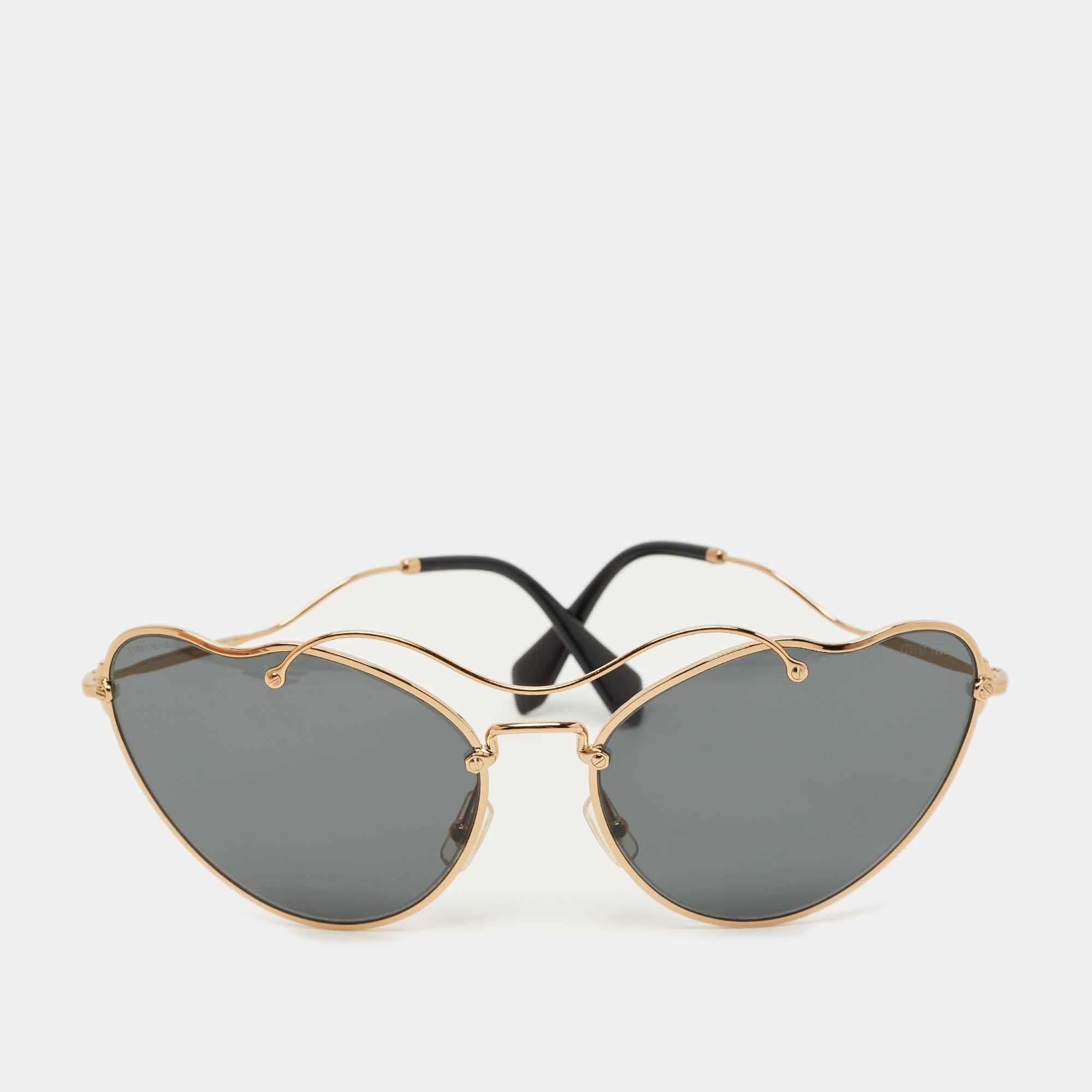 Pre Owned Miu Miu Black/Gold SMU 55R Butterfly Sunglasses