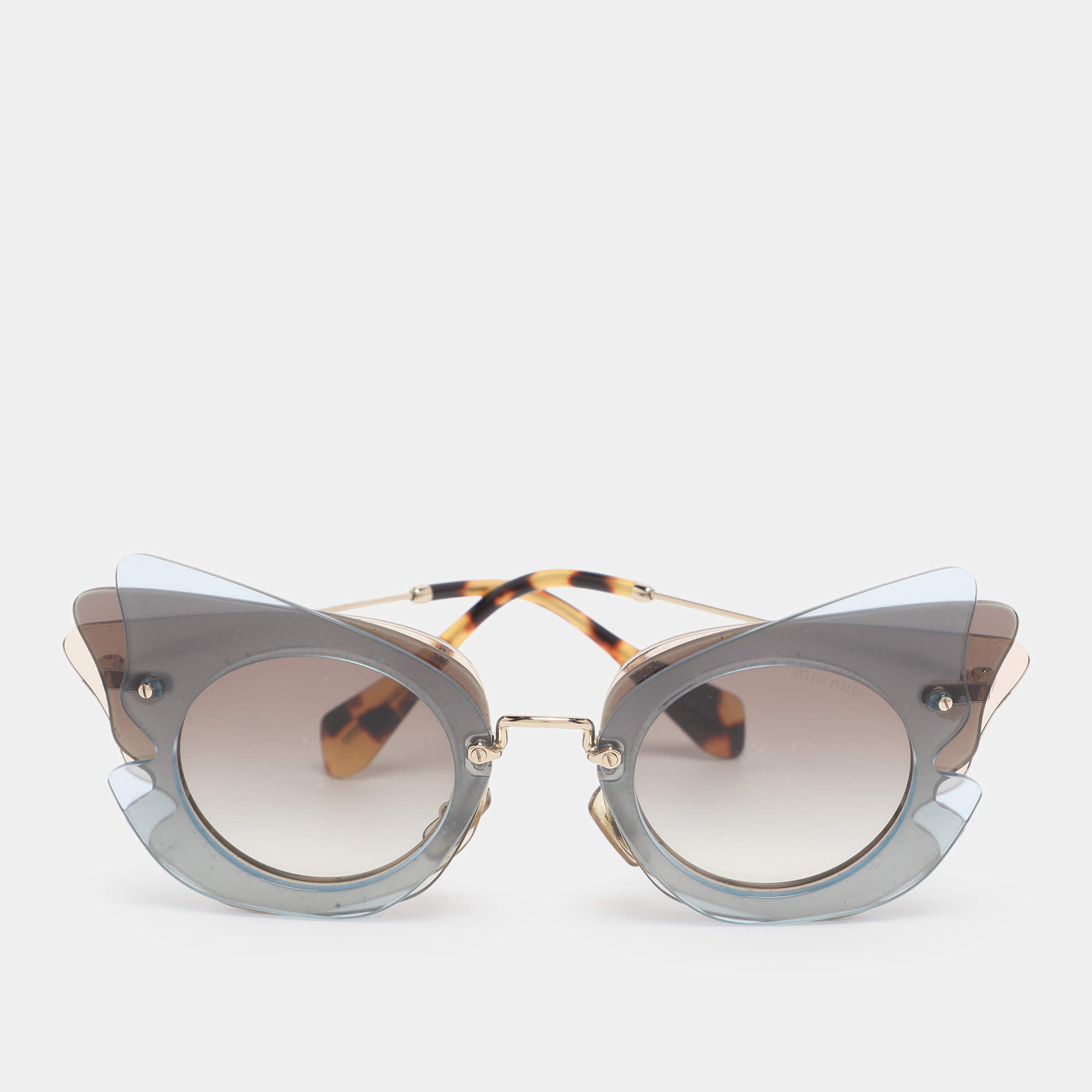 Pre Owned Miu Miu Grey Gradient Layered SMU02S Butterfly Sunglasses