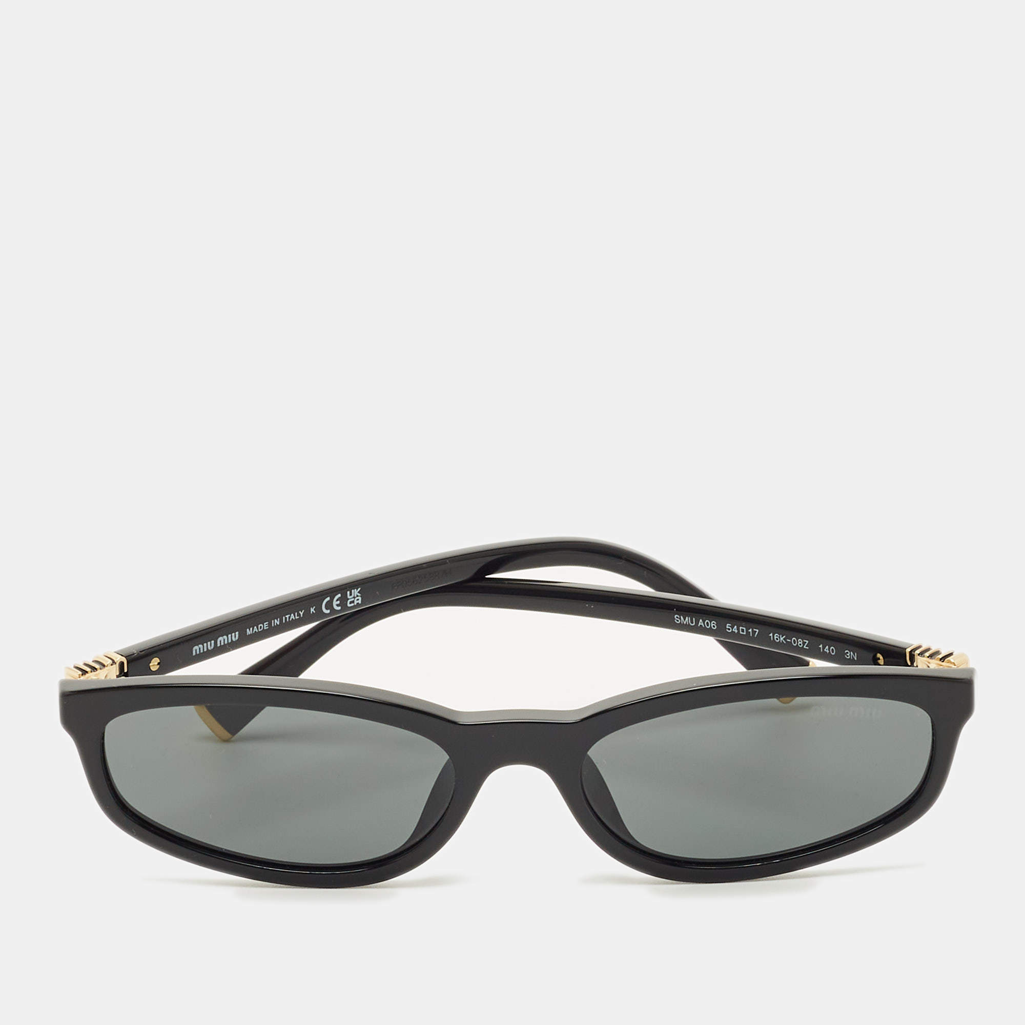 Pre Owned Miu Miu Black SMU A06 Oval Sunglasses