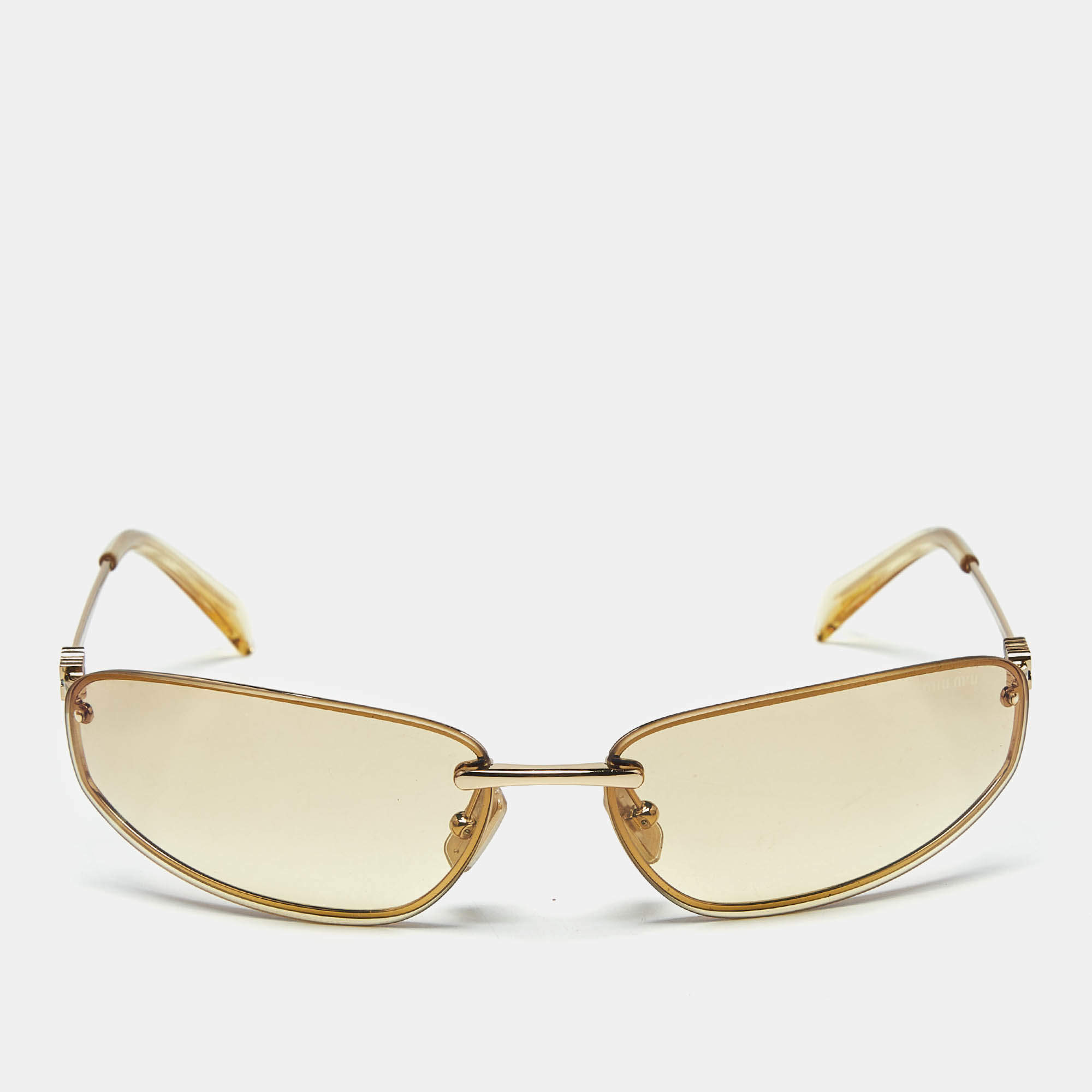 Pre Owned Miu Miu Yellow SMU A50 Runway Oval Sunglasses