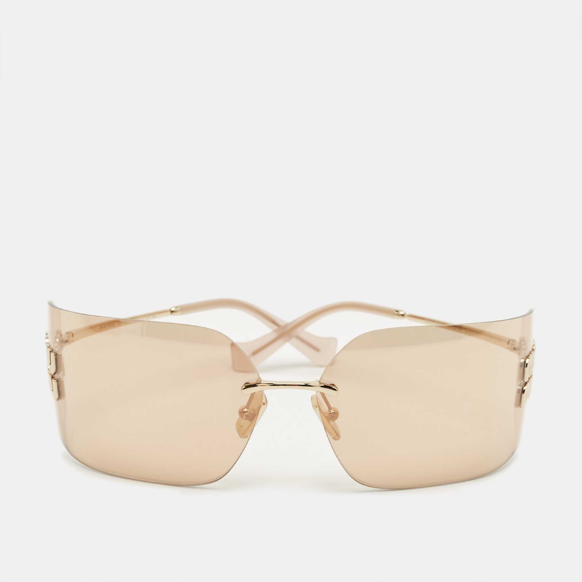 Pre Owned Miu Miu Brown/Gold Tone Gradient SMU 54Y Aube Sunglasses
