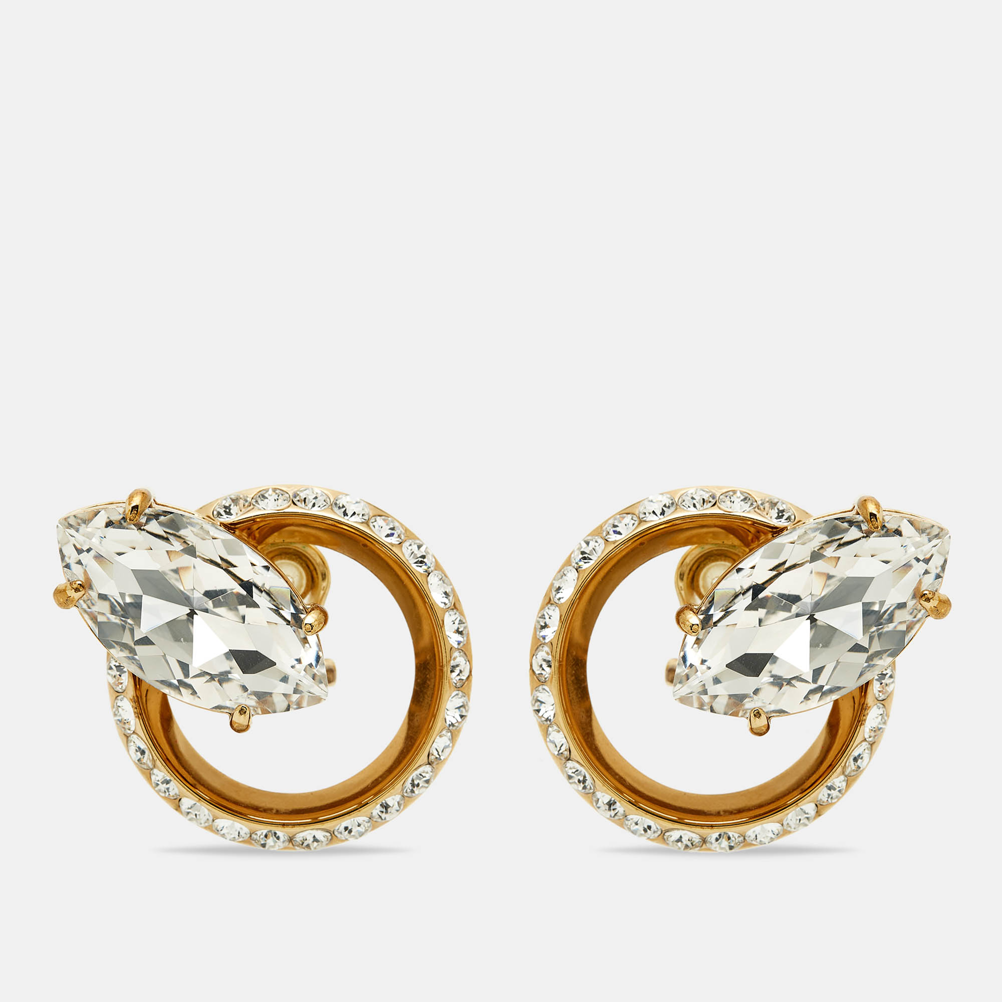 Pre Owned Miu Miu Crystals Gold Tone Earrings