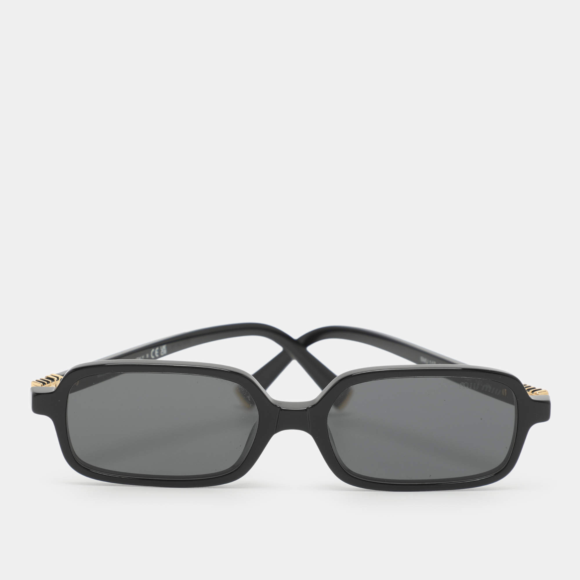 مملوكة مسبقًا Miu Miu Black Acetate 16K-5S0 Rectangular Sunglasses