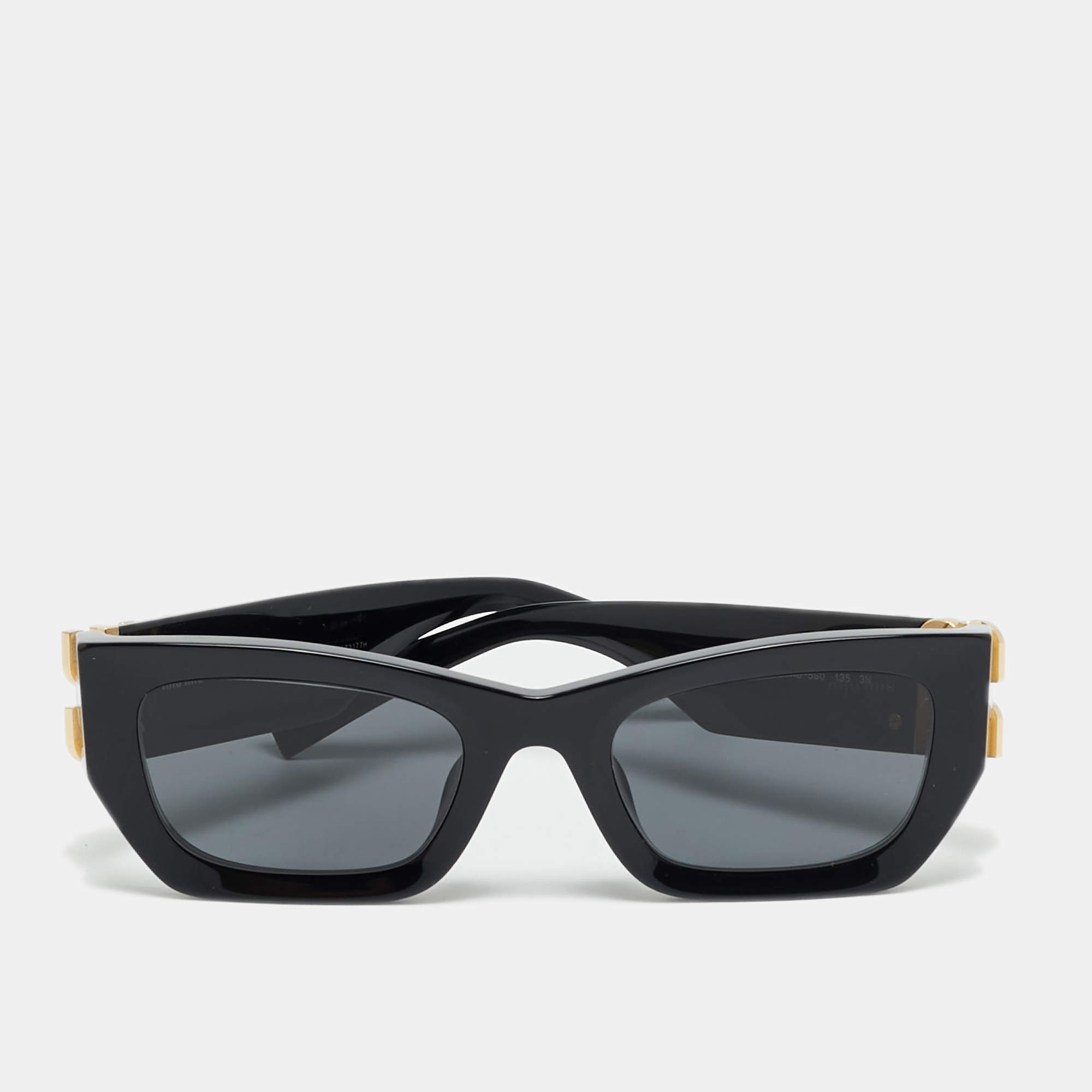 مملوكة مسبقًا Miu Miu Black SMU 09W Frame Cat Eye Sunglasses