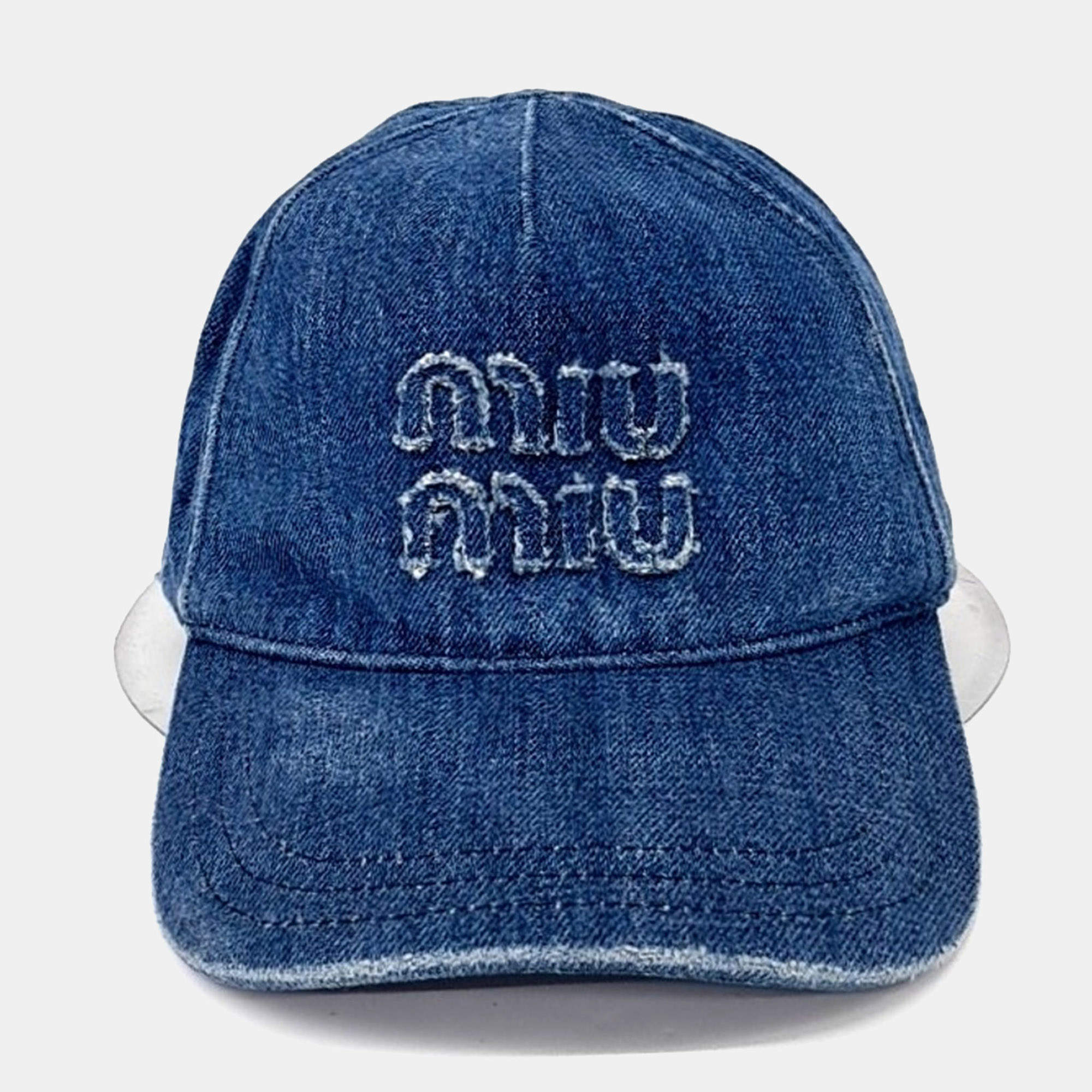 Pre Owned Miu Miu Blue denim cap