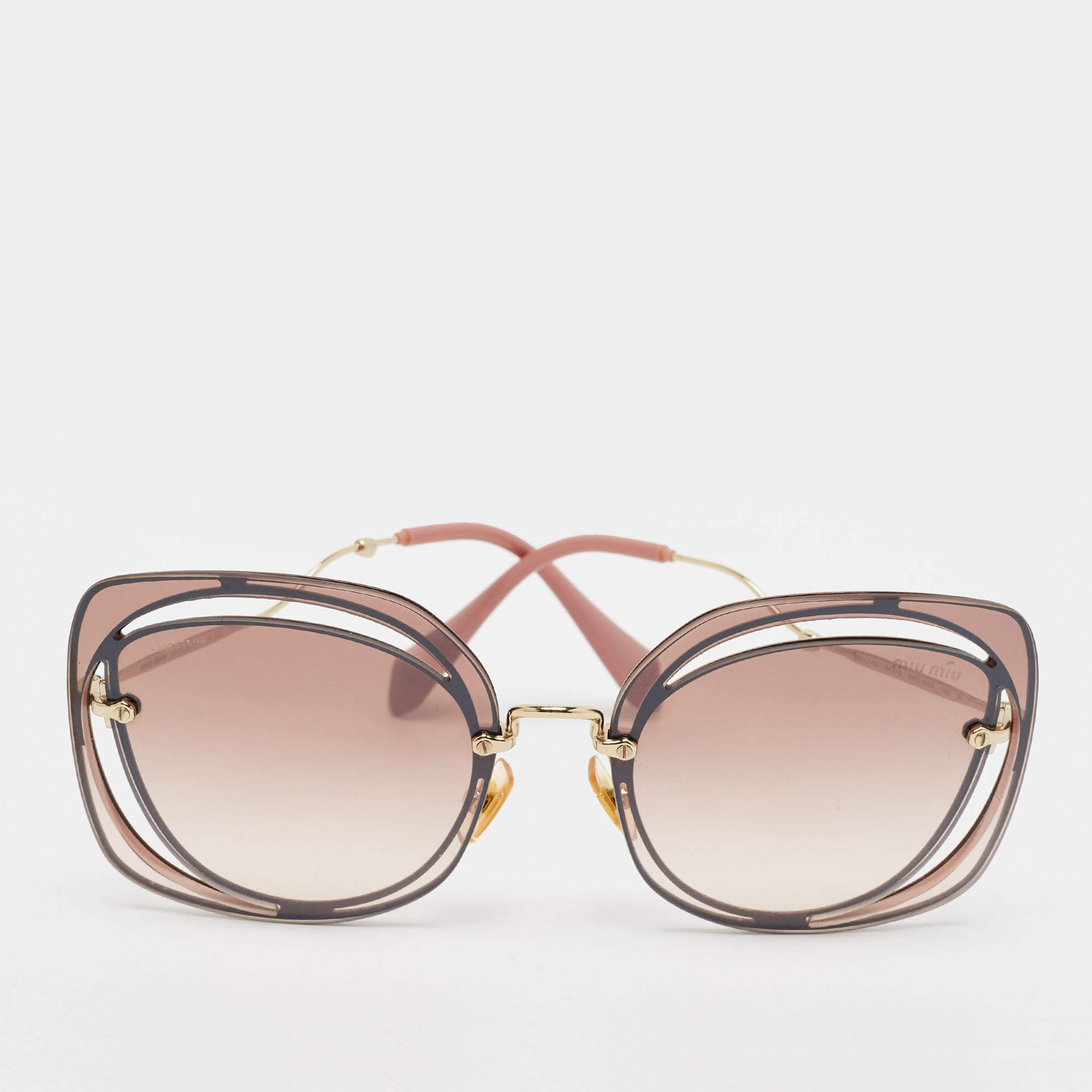 Pre Owned Miu Miu Brown SMU 54S Cut Out Butterfly Sunglasses