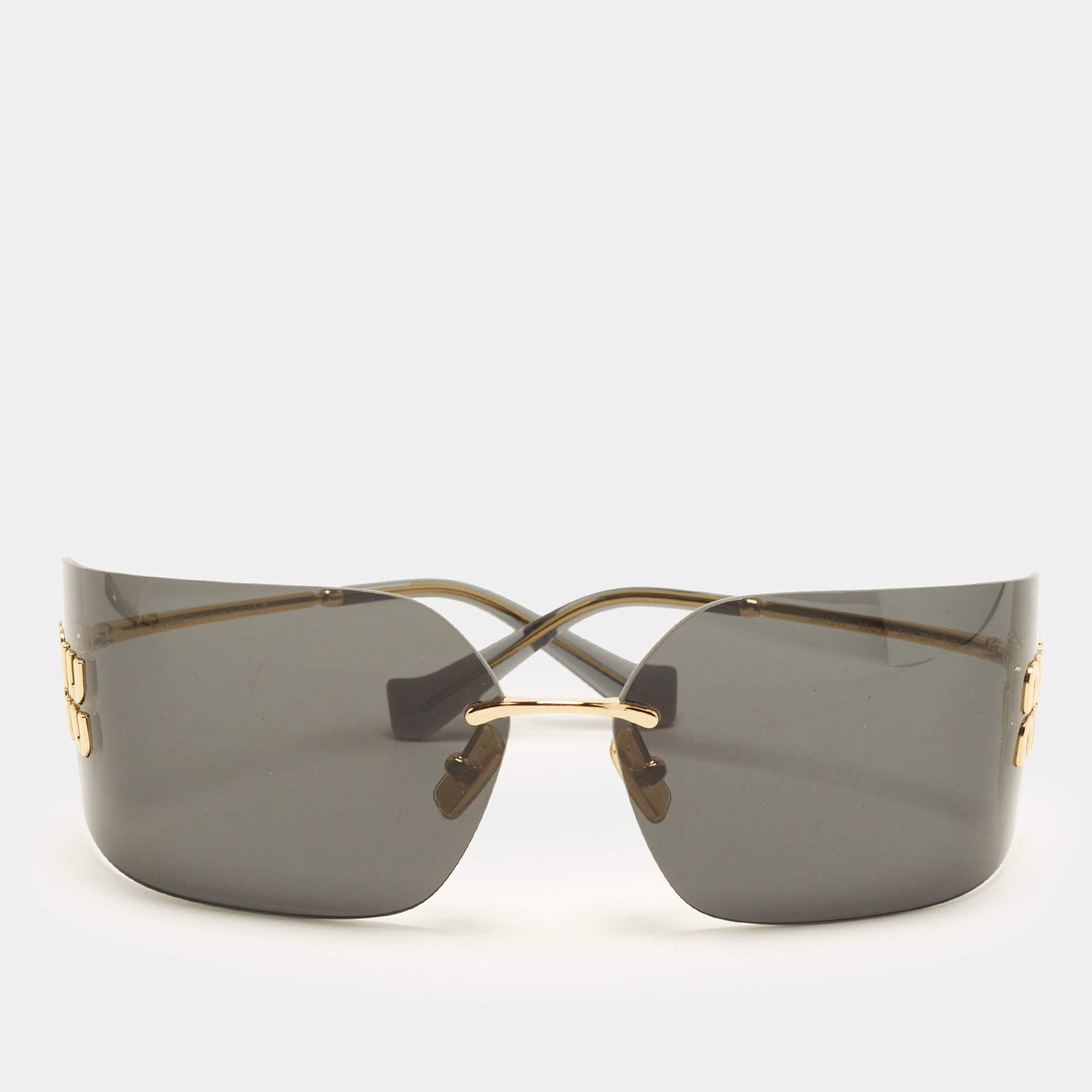 Pre Owned Miu Miu Grey/Gold Tone SMU54Y Aube Rectangle Sunglasses