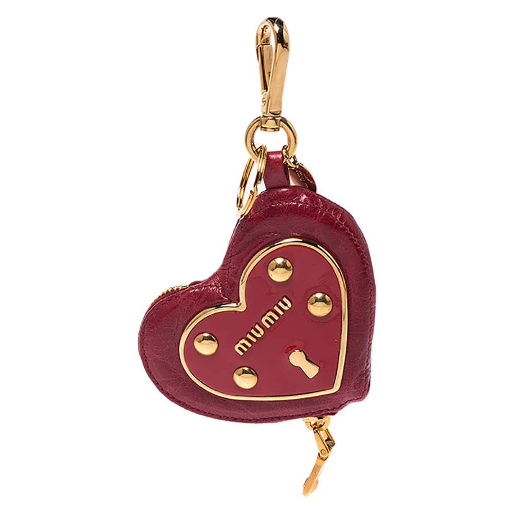 Miu Miu Red Leather Heart Coin Purse