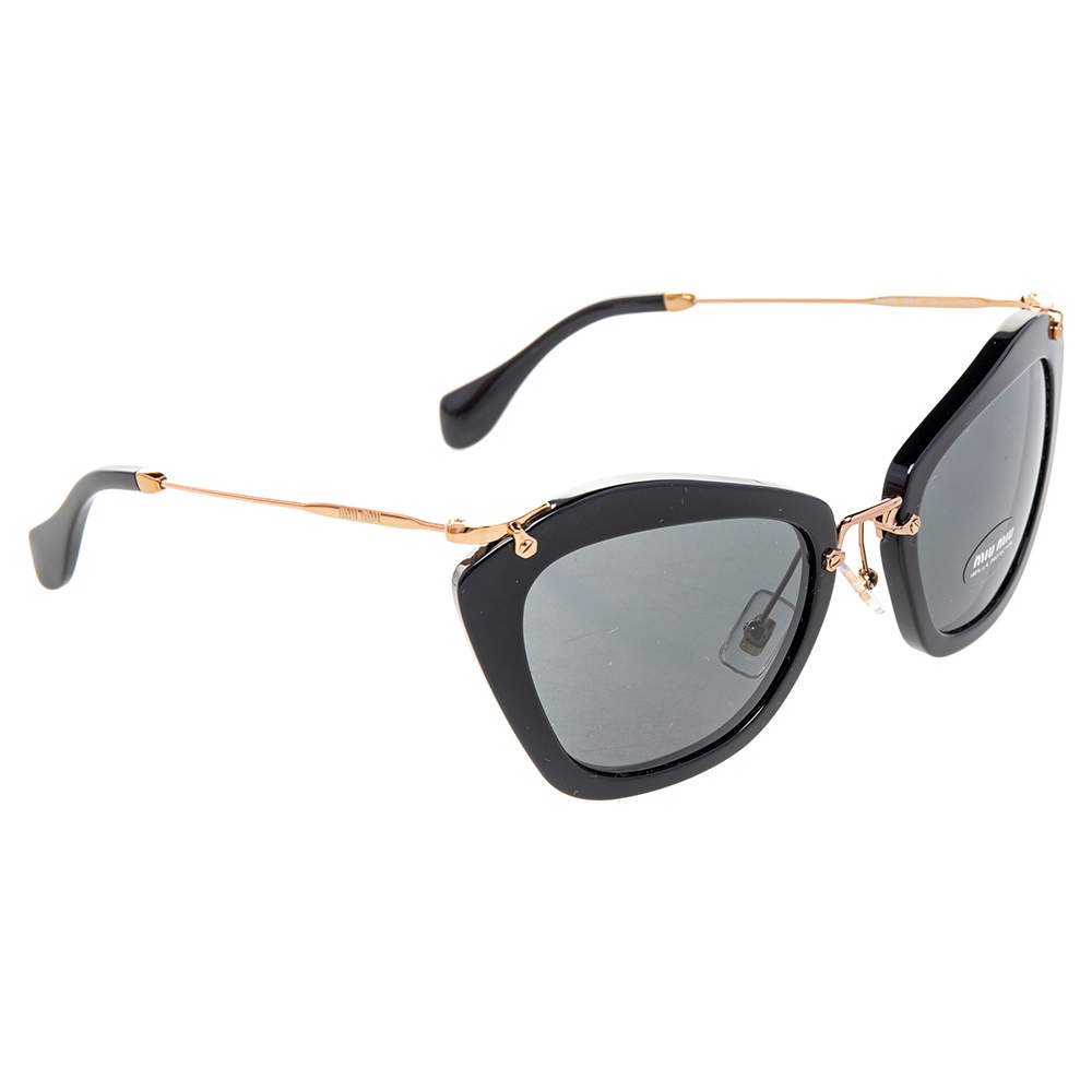 Miu Miu Gold/Black SMU 10N Cat Eye Sunglasses