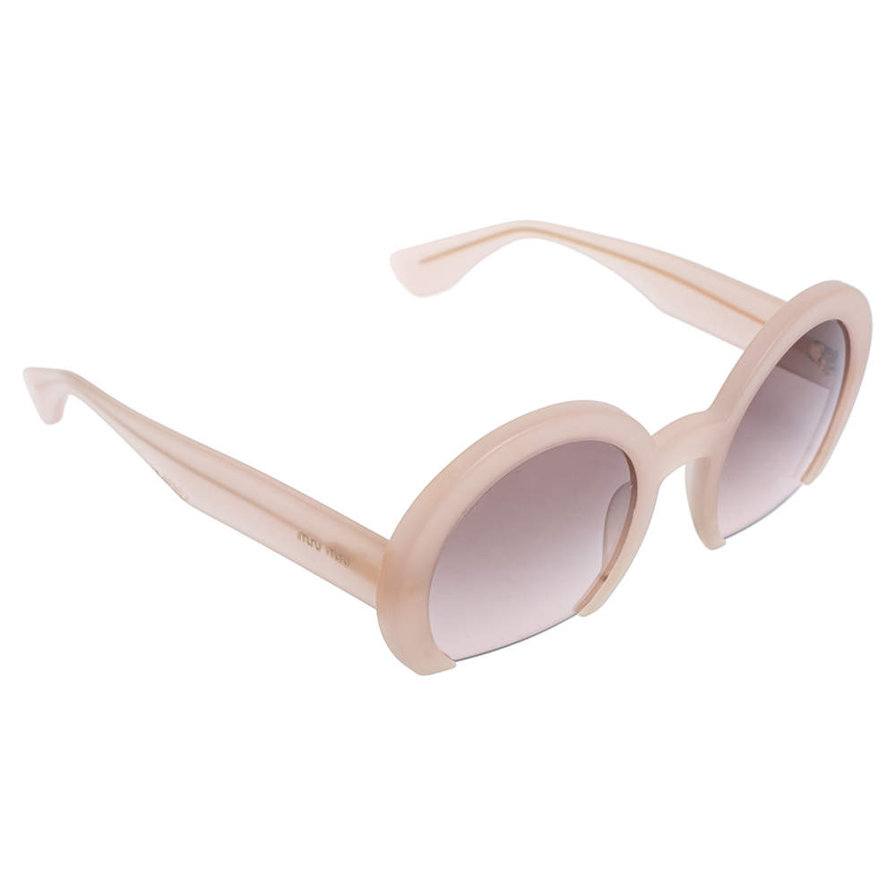 Miu Miu Beige Acetate SMU 07Q Half Rim Gradient Sunglasses