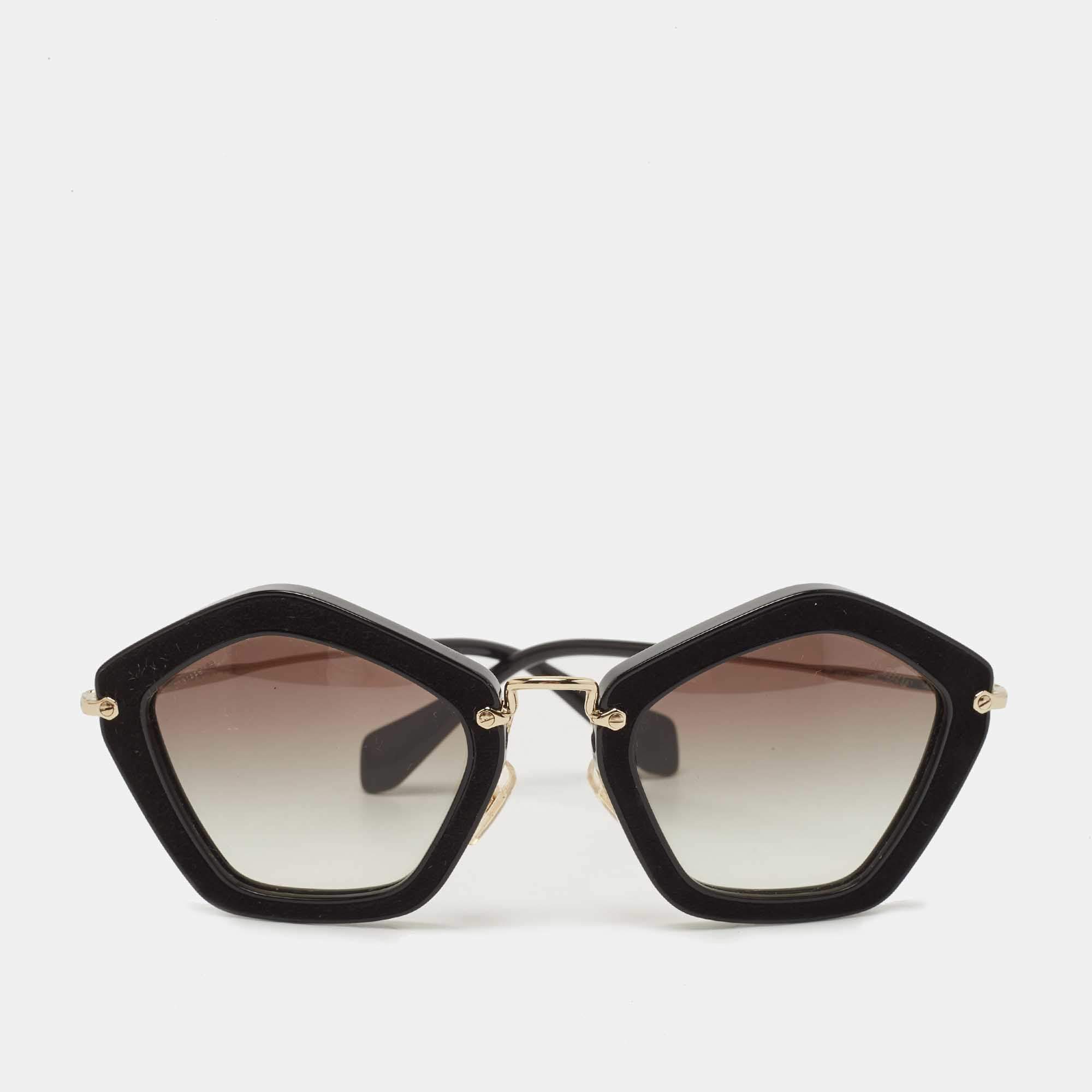 Miu Miu Black/Gold Gradient Cat Eye Sunglasses