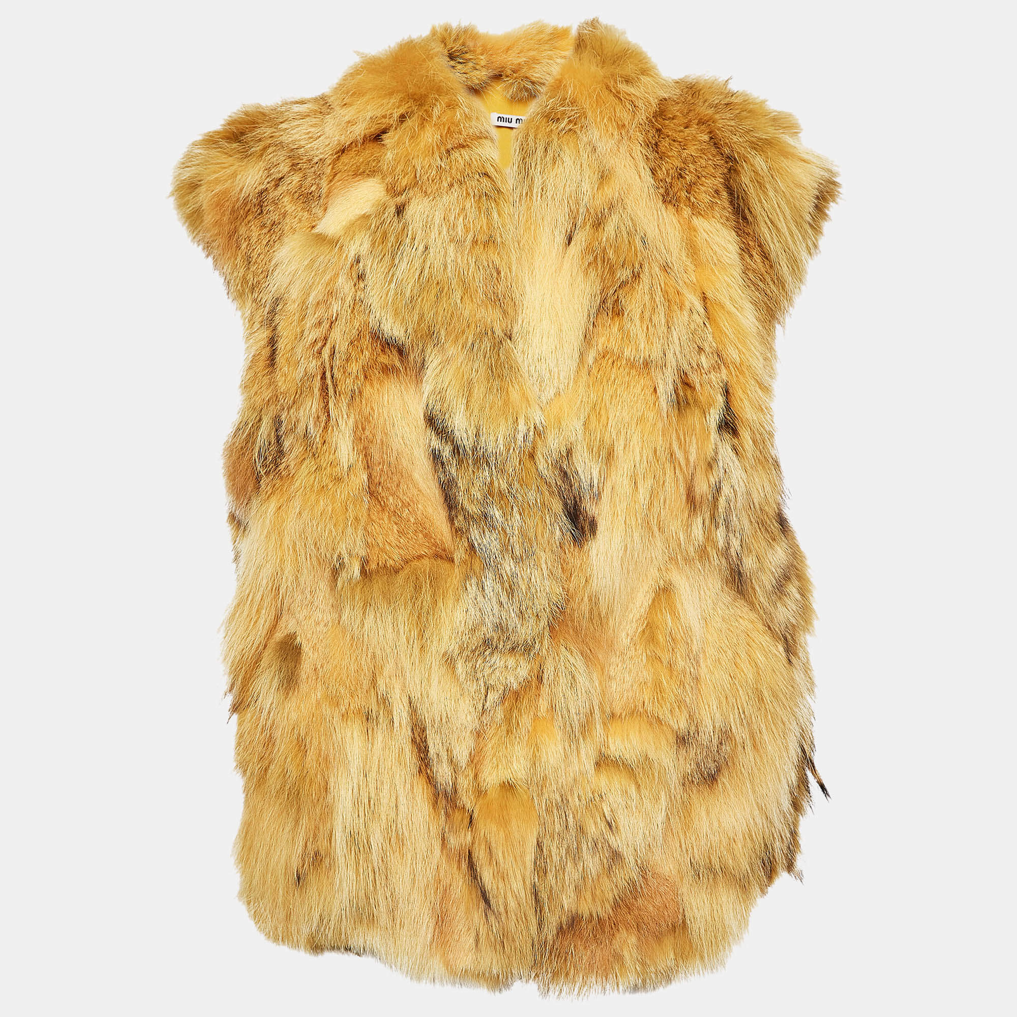 Miu Miu Yellow Coyote Fur Shaggy Vest M