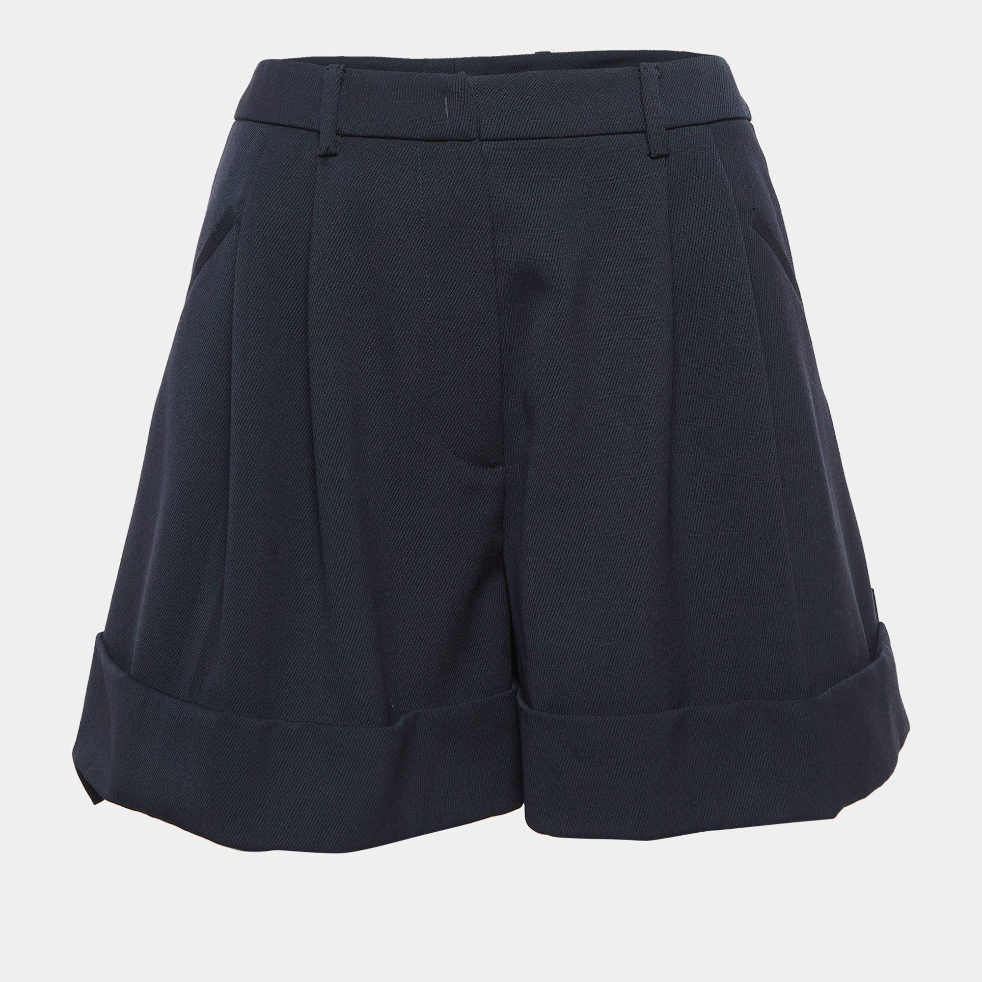 Miu Miu Navy Blue Wool Flared Shorts S