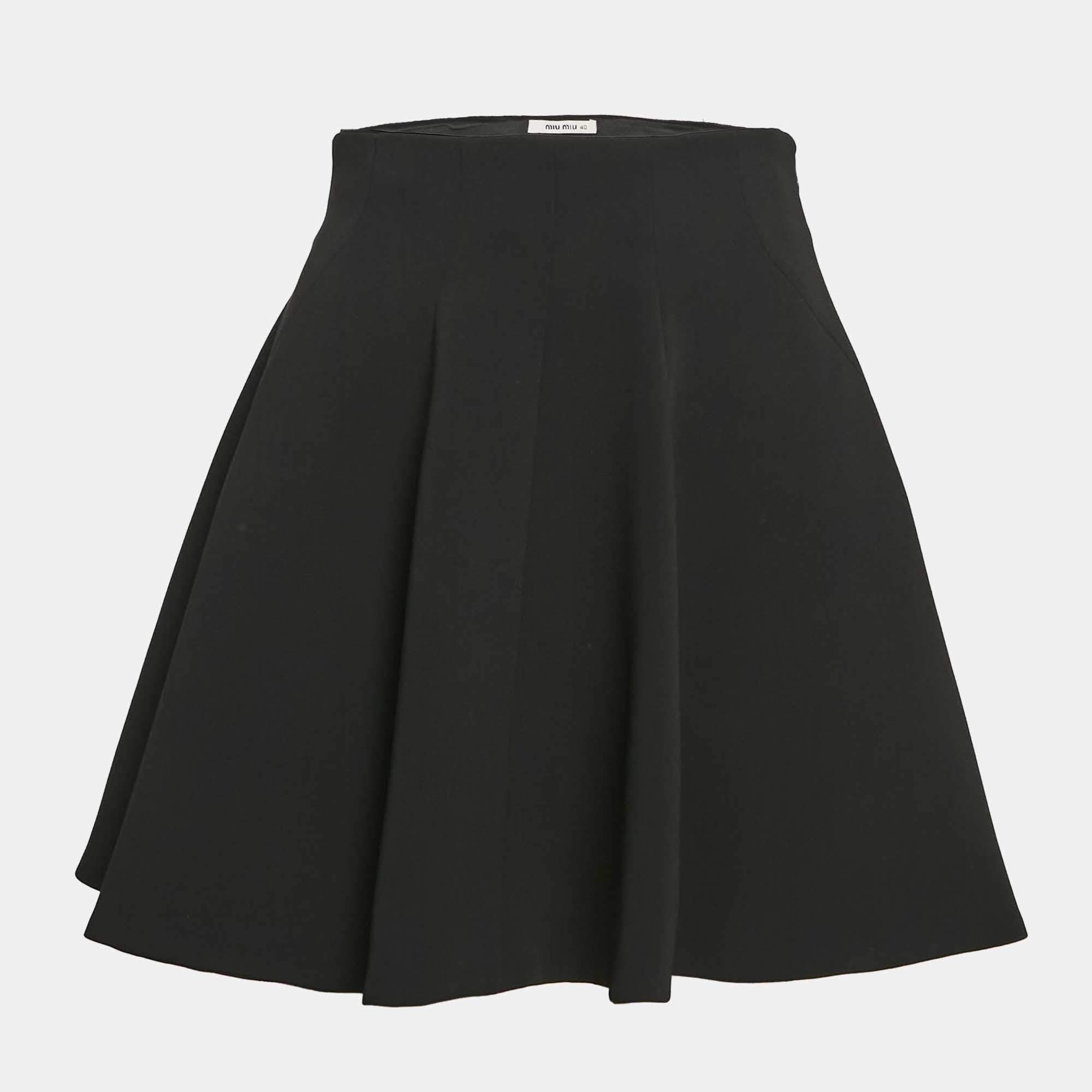 Miu Miu Black Crepe Mini Skirt S