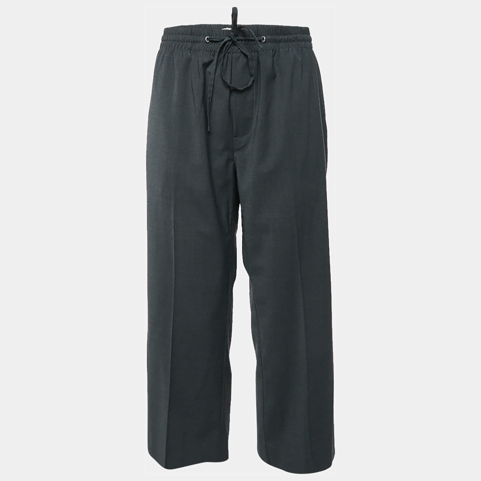 Miu Miu Charcoal Black Wool Blend Straight Leg Trousers M