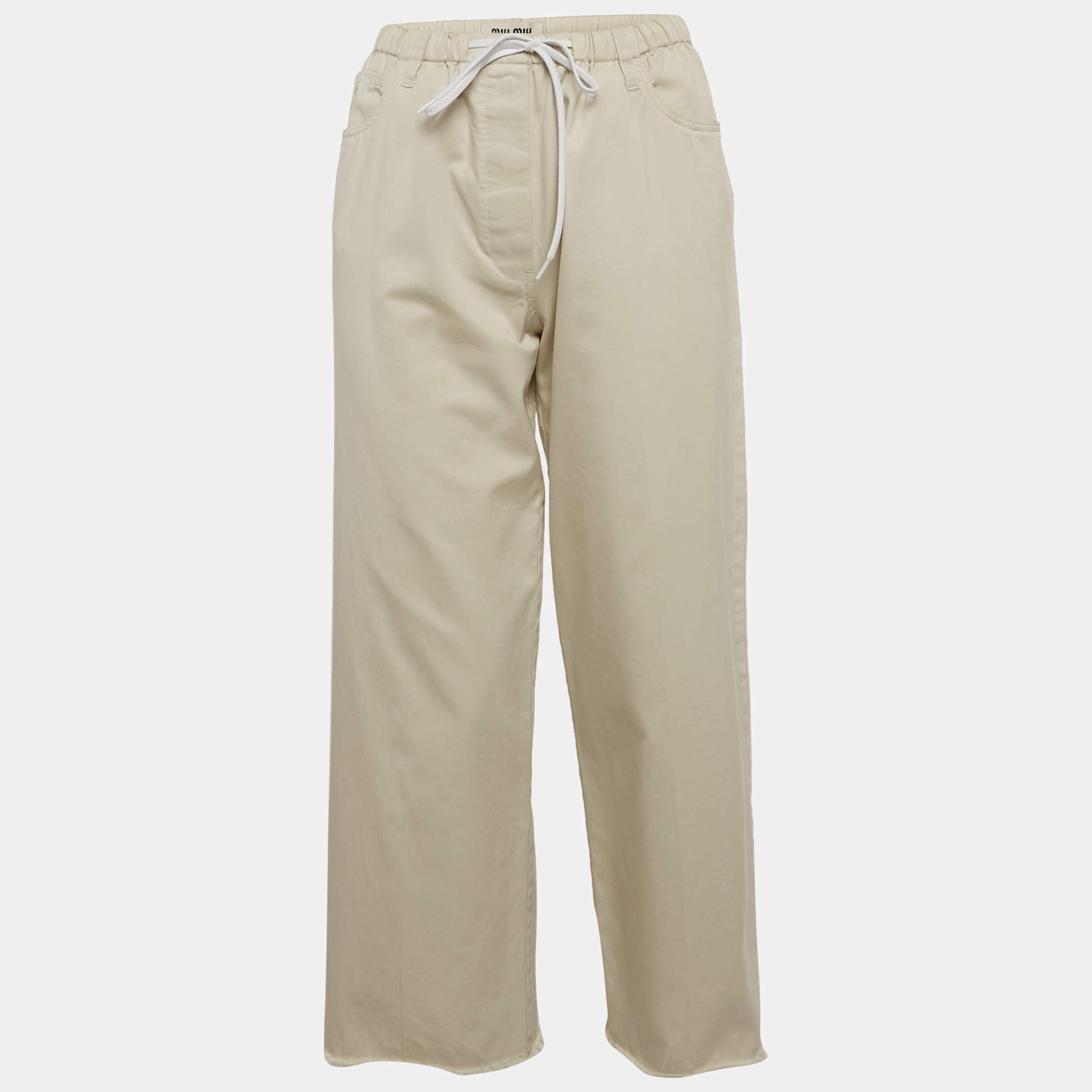 Miu Miu Beige Gabardine Raw Edge Trousers M