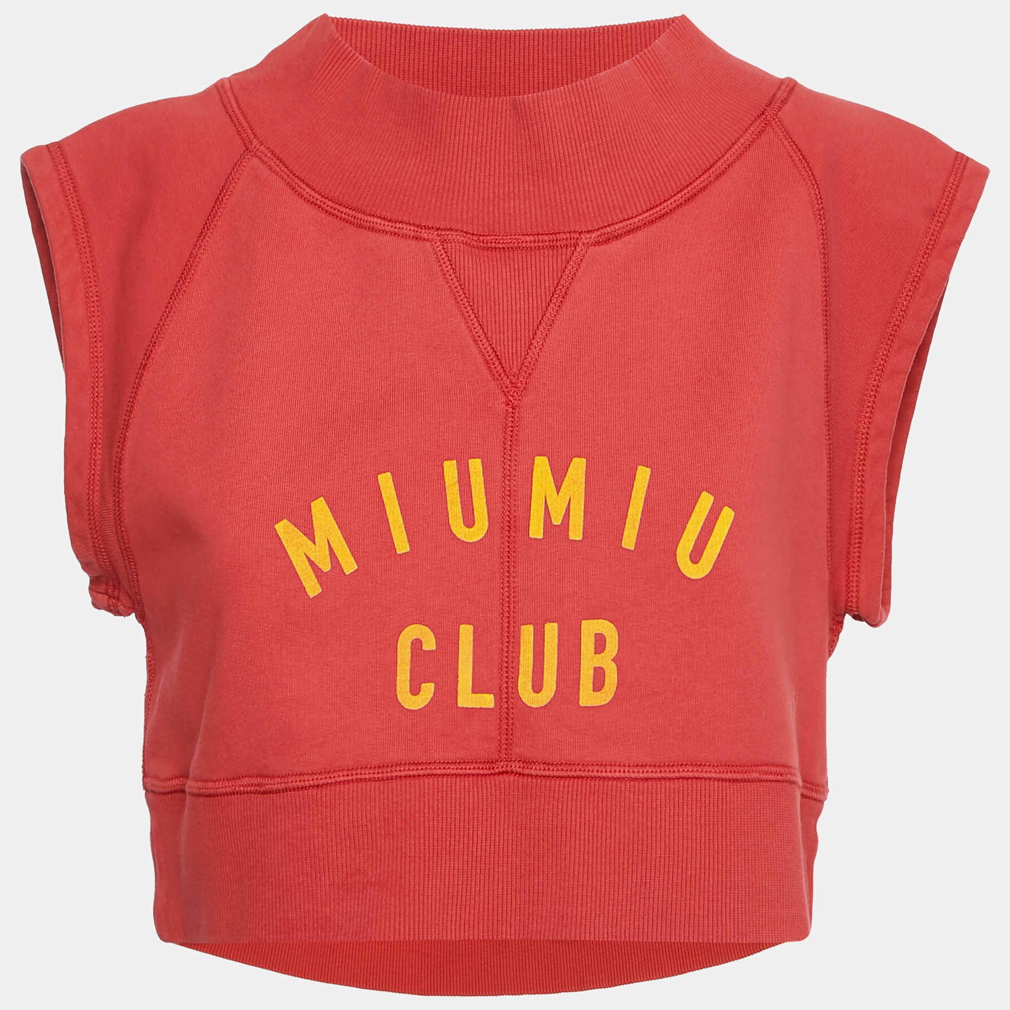 Miu Miu Red Printed Cotton Crop Top S