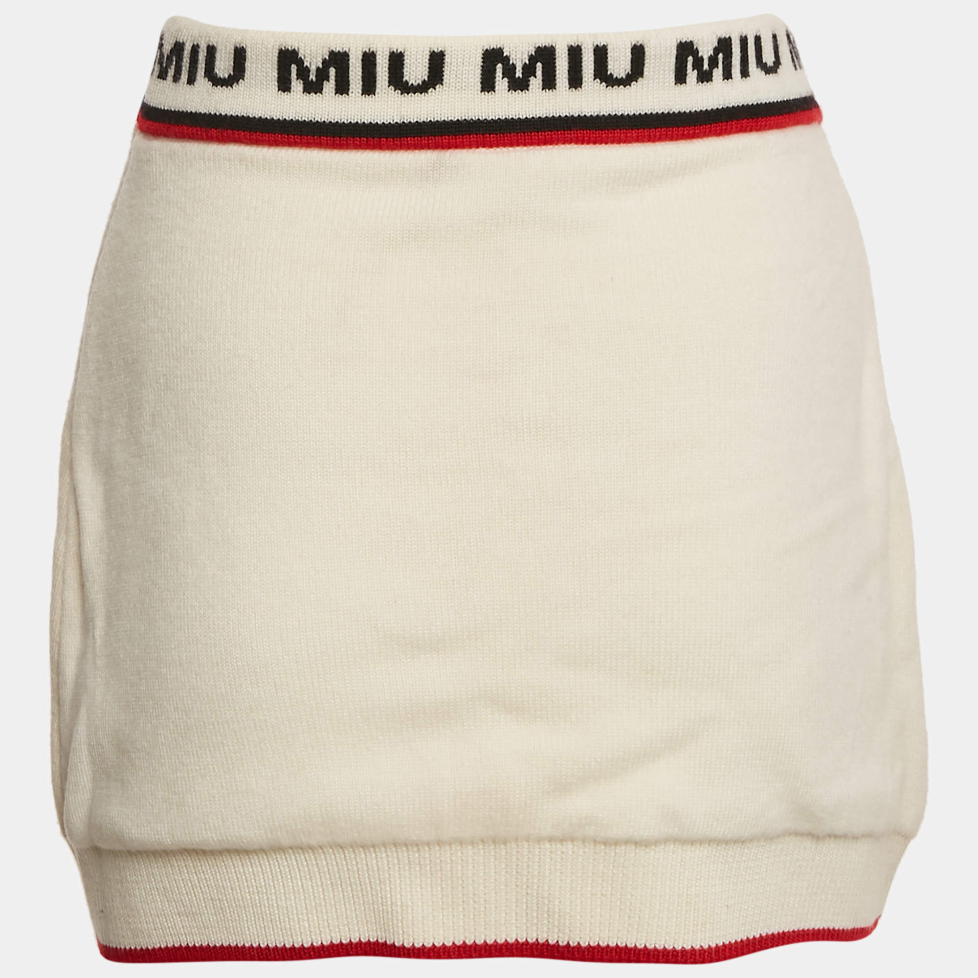 Miu Miu Cream Wool Knit Mini Skirt S