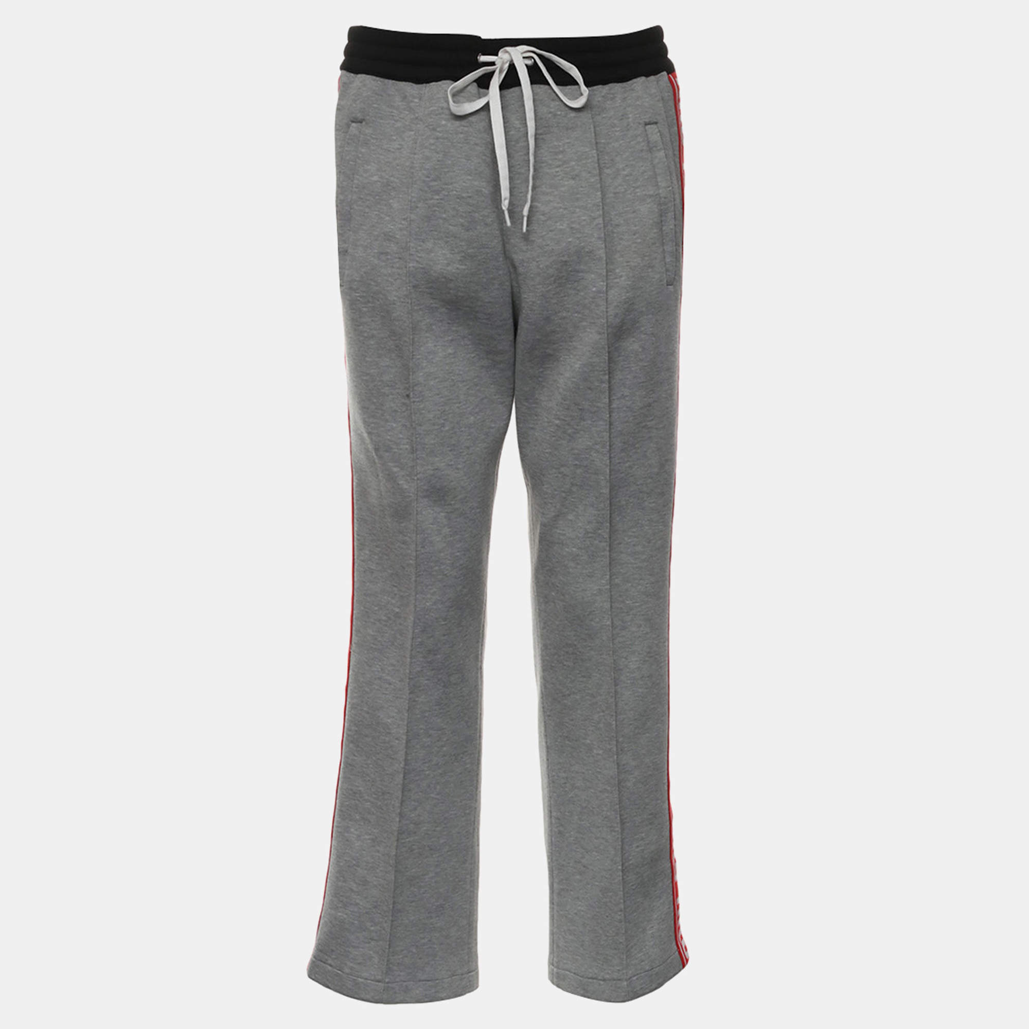 Miu Miu Grey Cotton Jogger Pants with Logo Detail Size XL