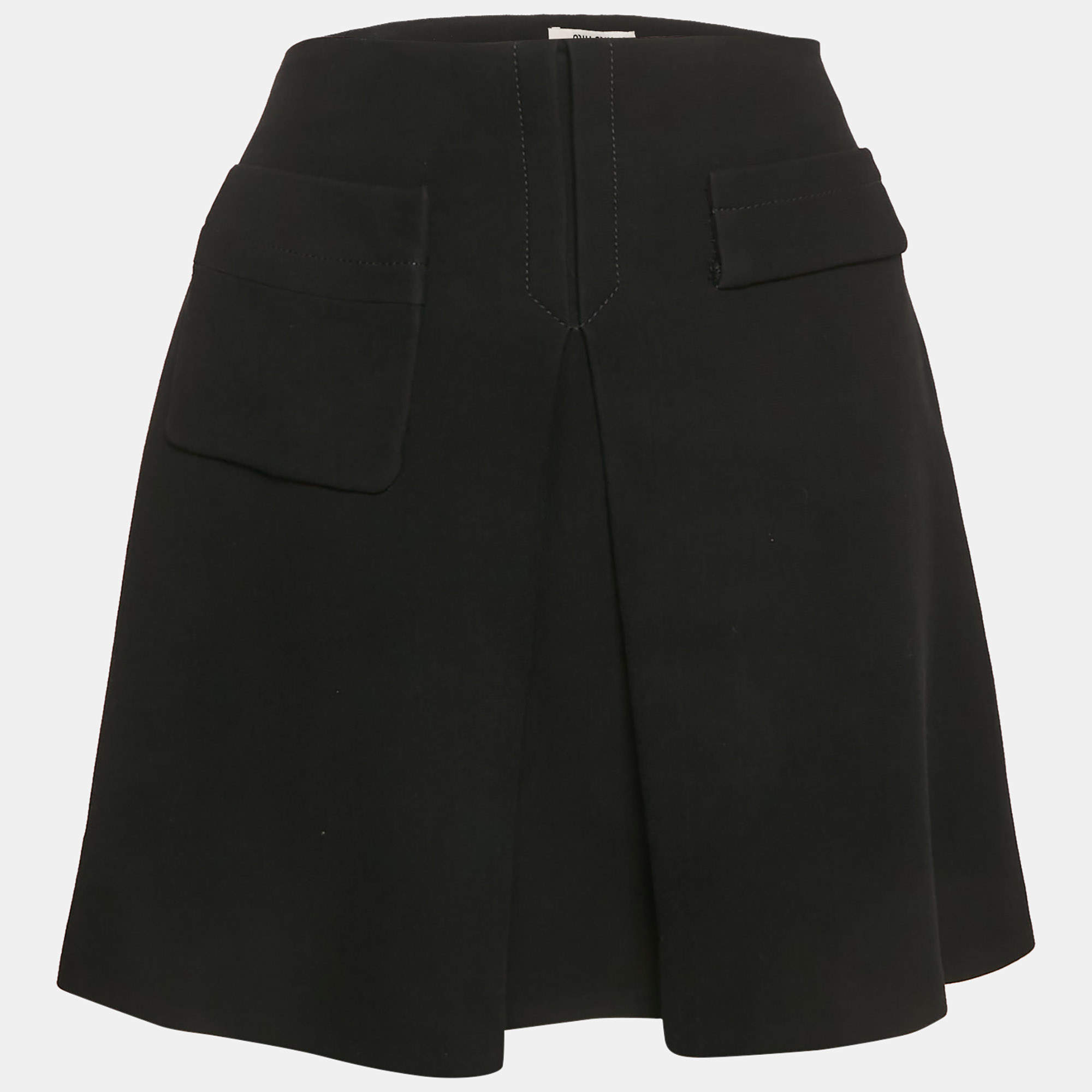 Miu Miu Black Chiffon Pleated Mini Skirt M