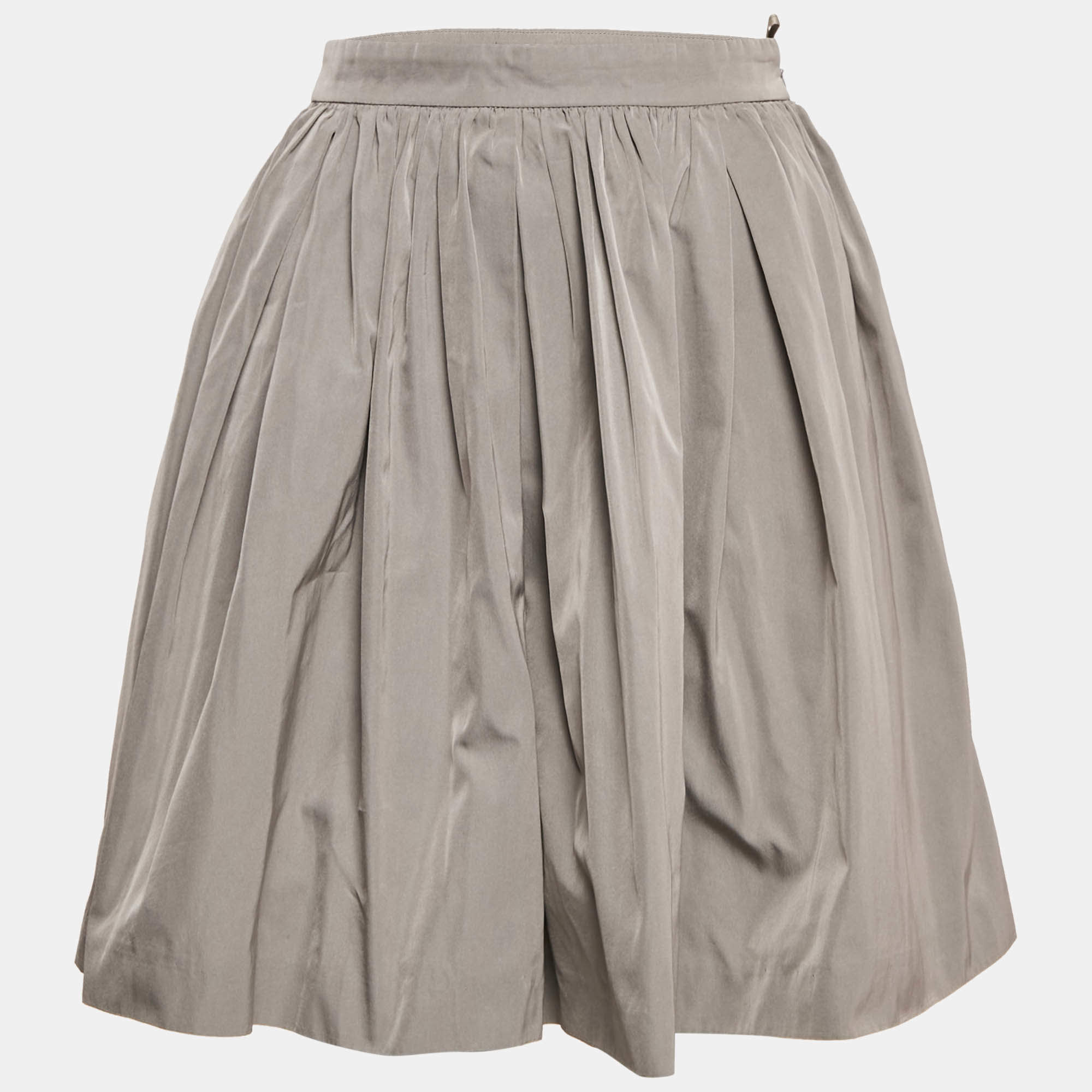 Miu Miu Grey Synthetic Gathered Mini Skirt S