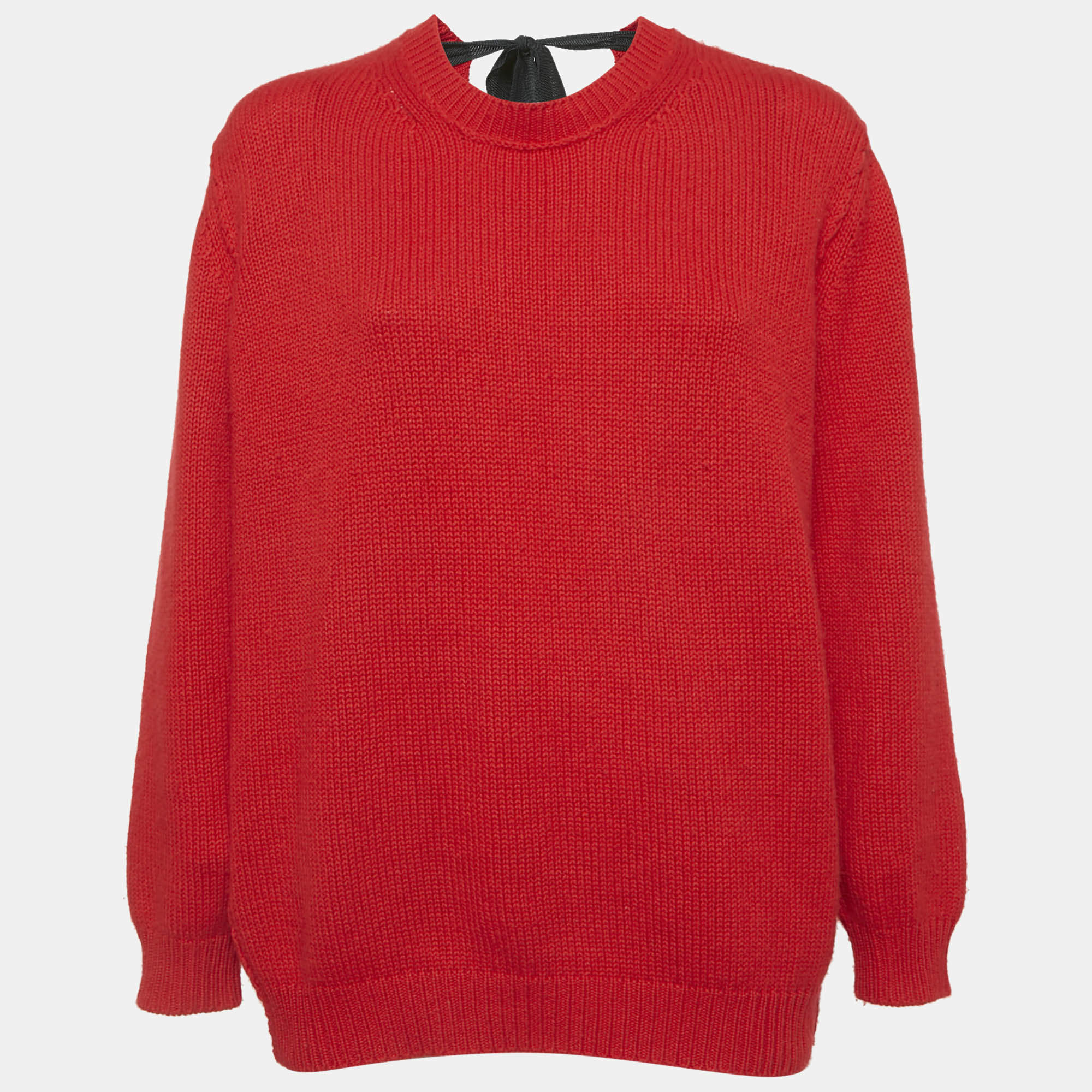 Miu Miu Red Cashmere Rib Knit Sweater M