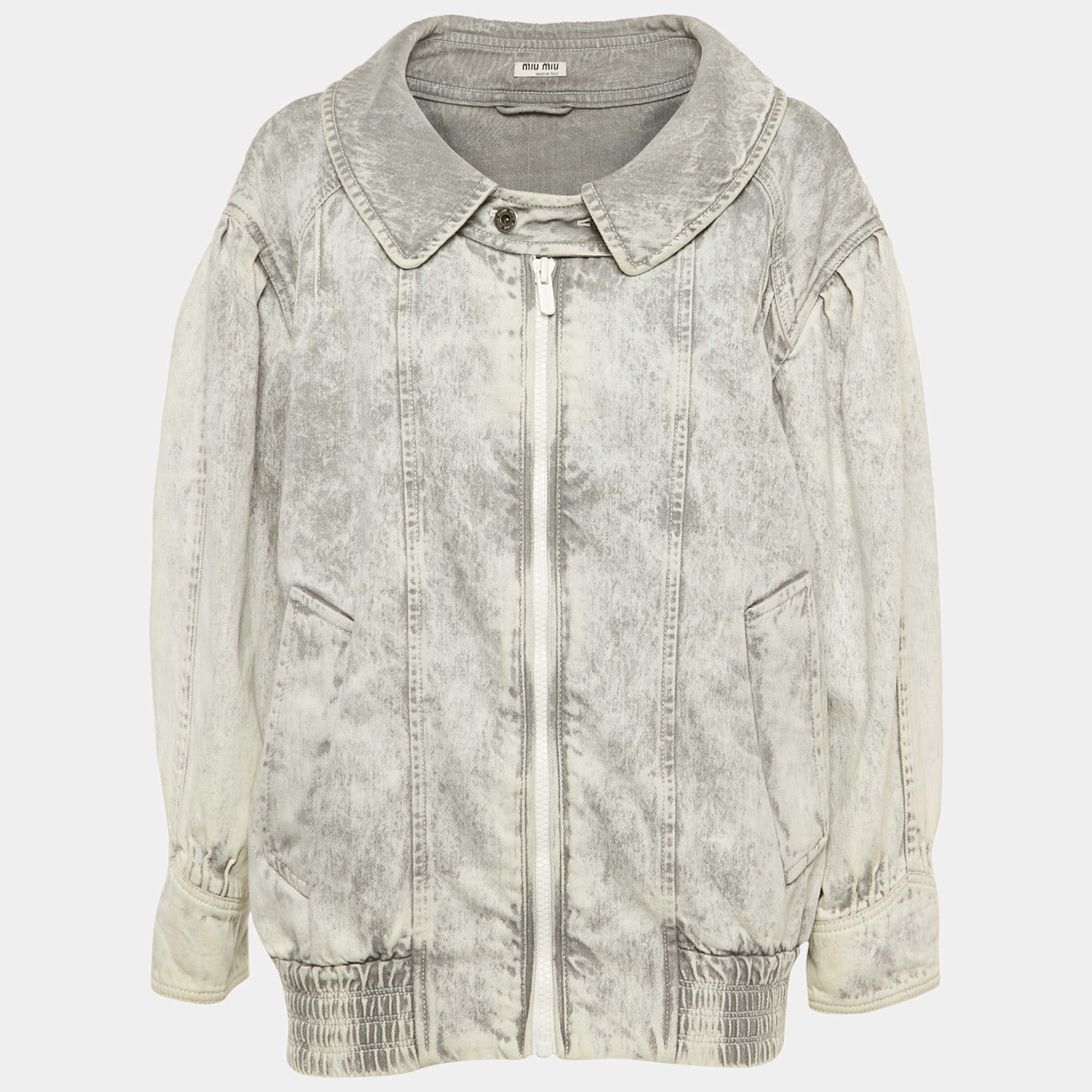 Miu Miu Grey Denim Club Sat June 2018 Oversized Jacket S
