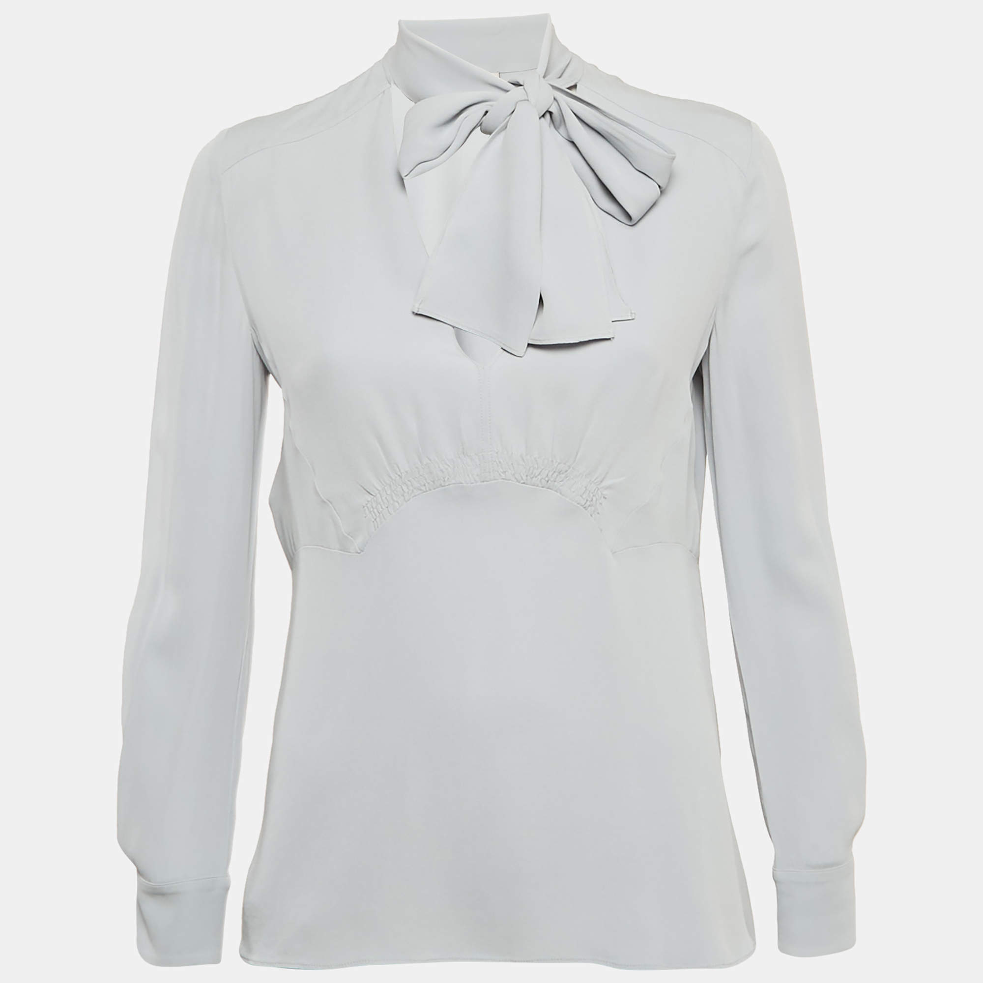 Miu Miu Grey Silk Neck Tie Detil Top S