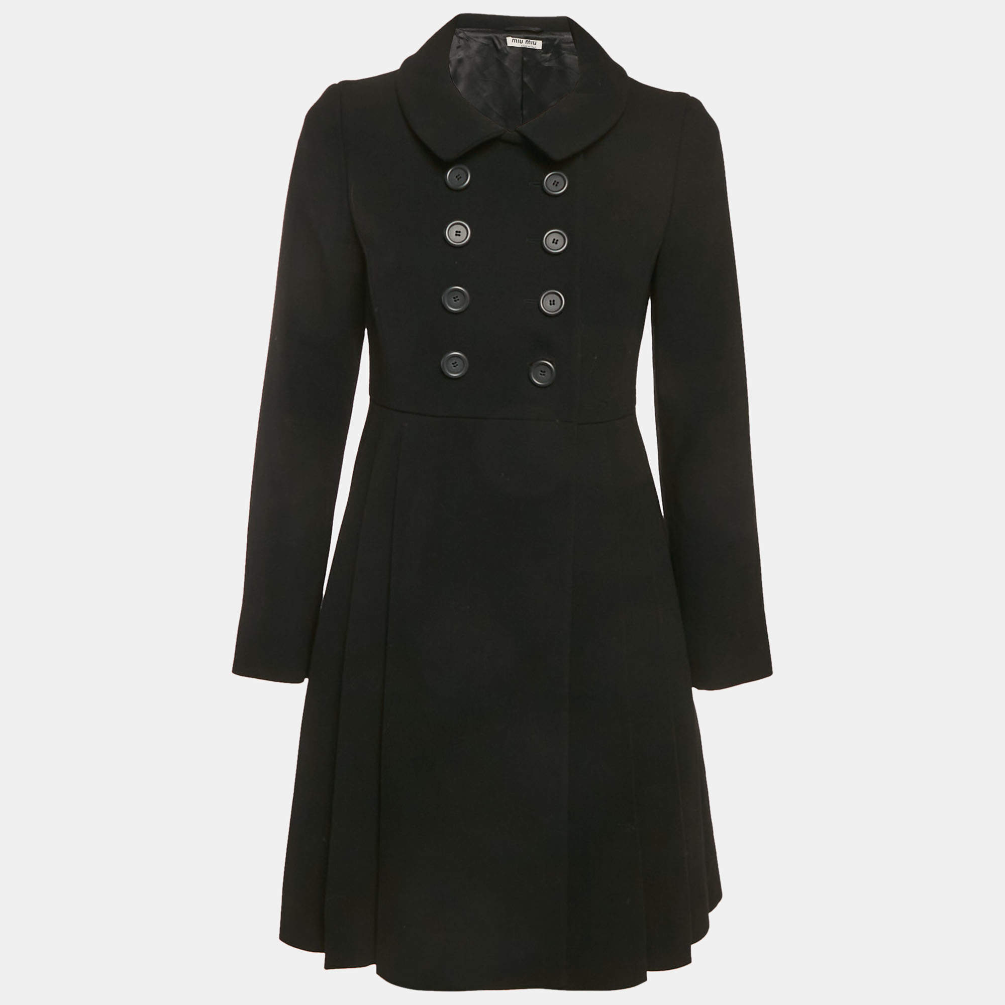 Miu Miu Black Wool Double Breasted Coat S