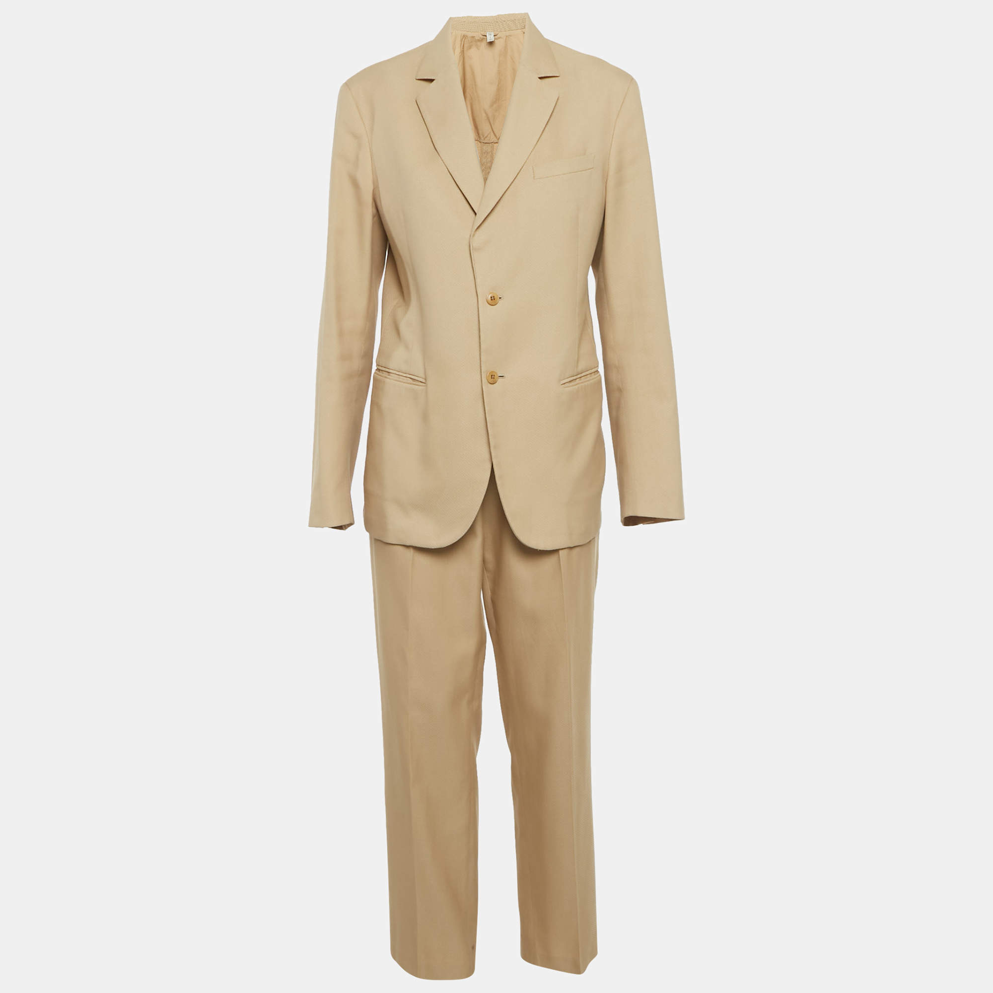 Pre Owned Miu Miu Beige Patterned Wool Tailored Suit L