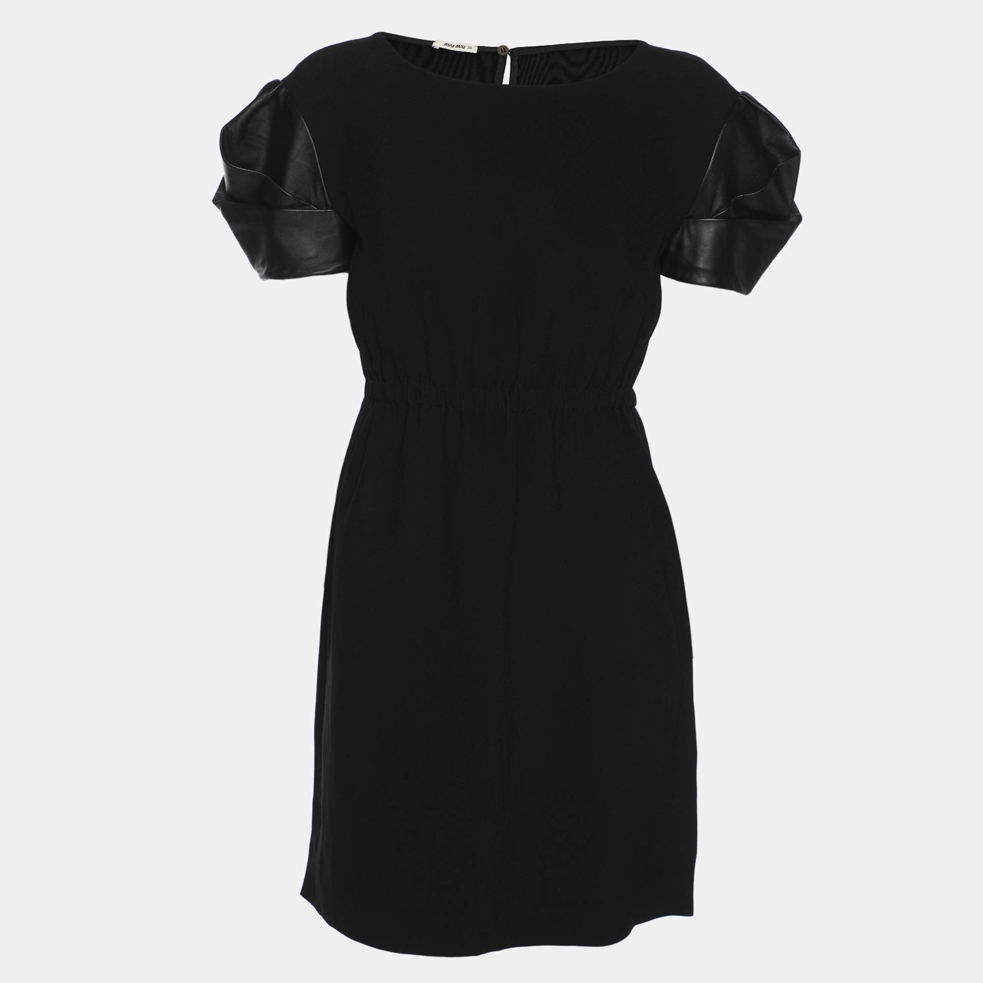 Pre Owned Miu Miu Black Crepe Dress XS