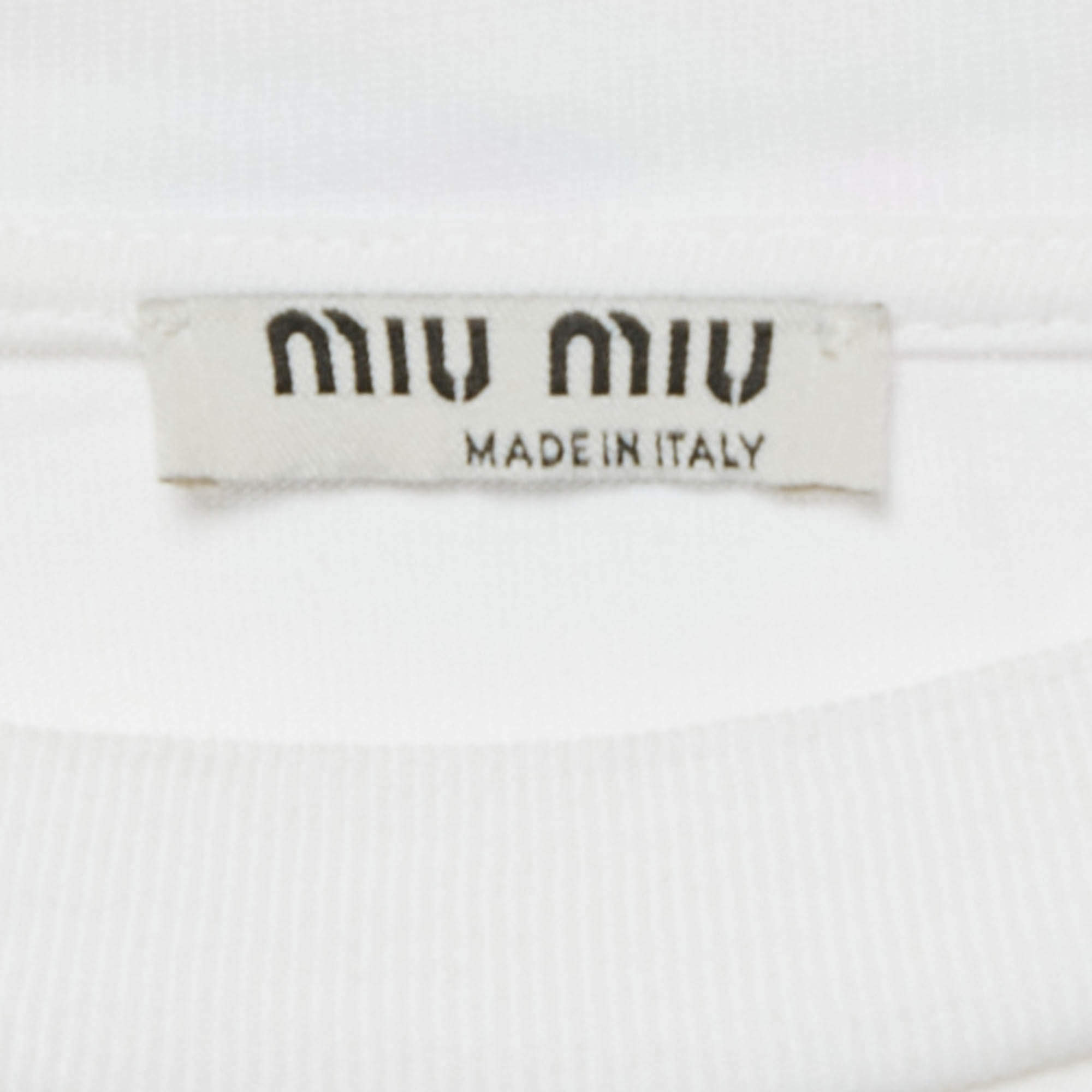 Pre Owned Miu Miu White Printed Tie Dye Cotton Oversize T-Shirt S
