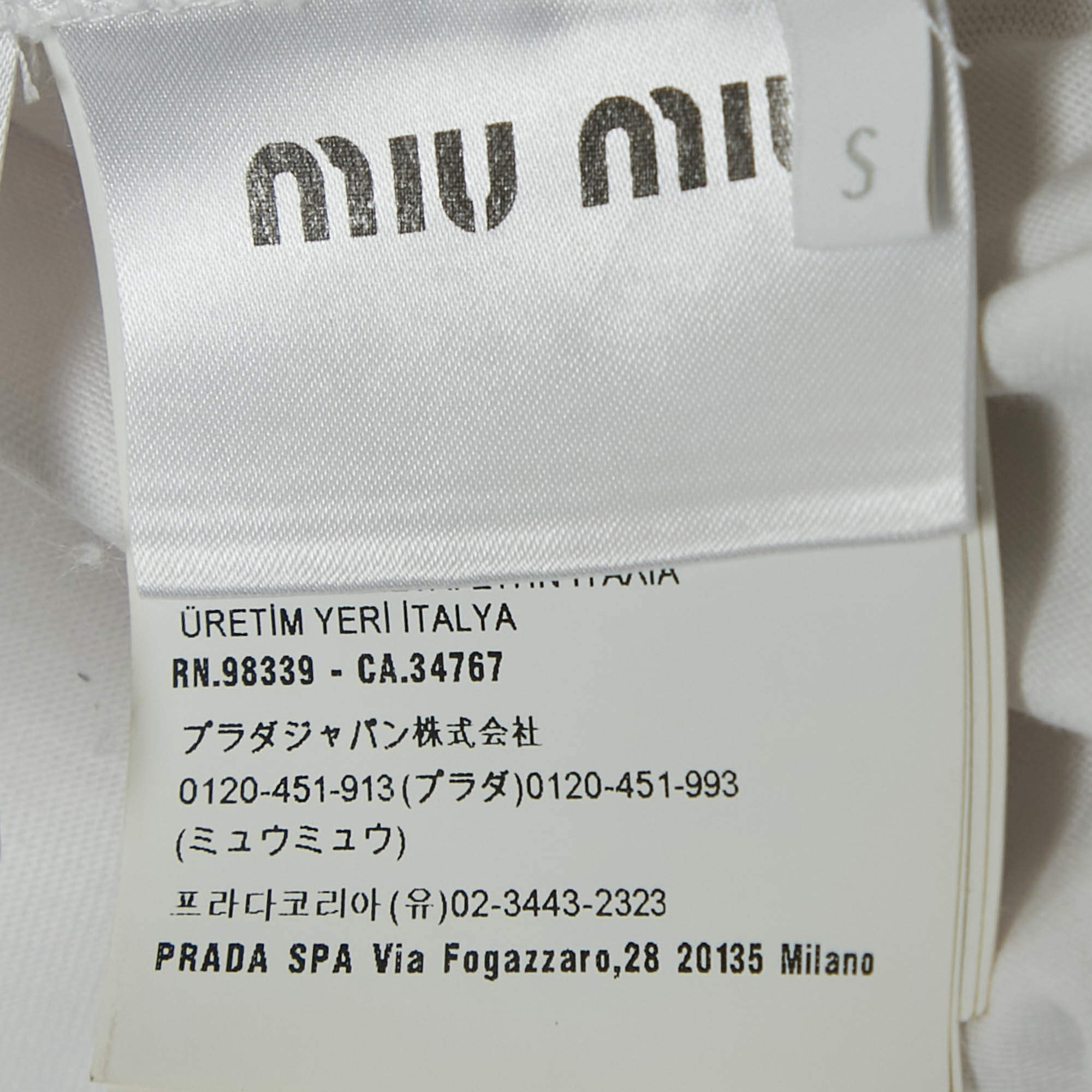Pre Owned Miu Miu White Printed Tie Dye Cotton Oversize T-Shirt S