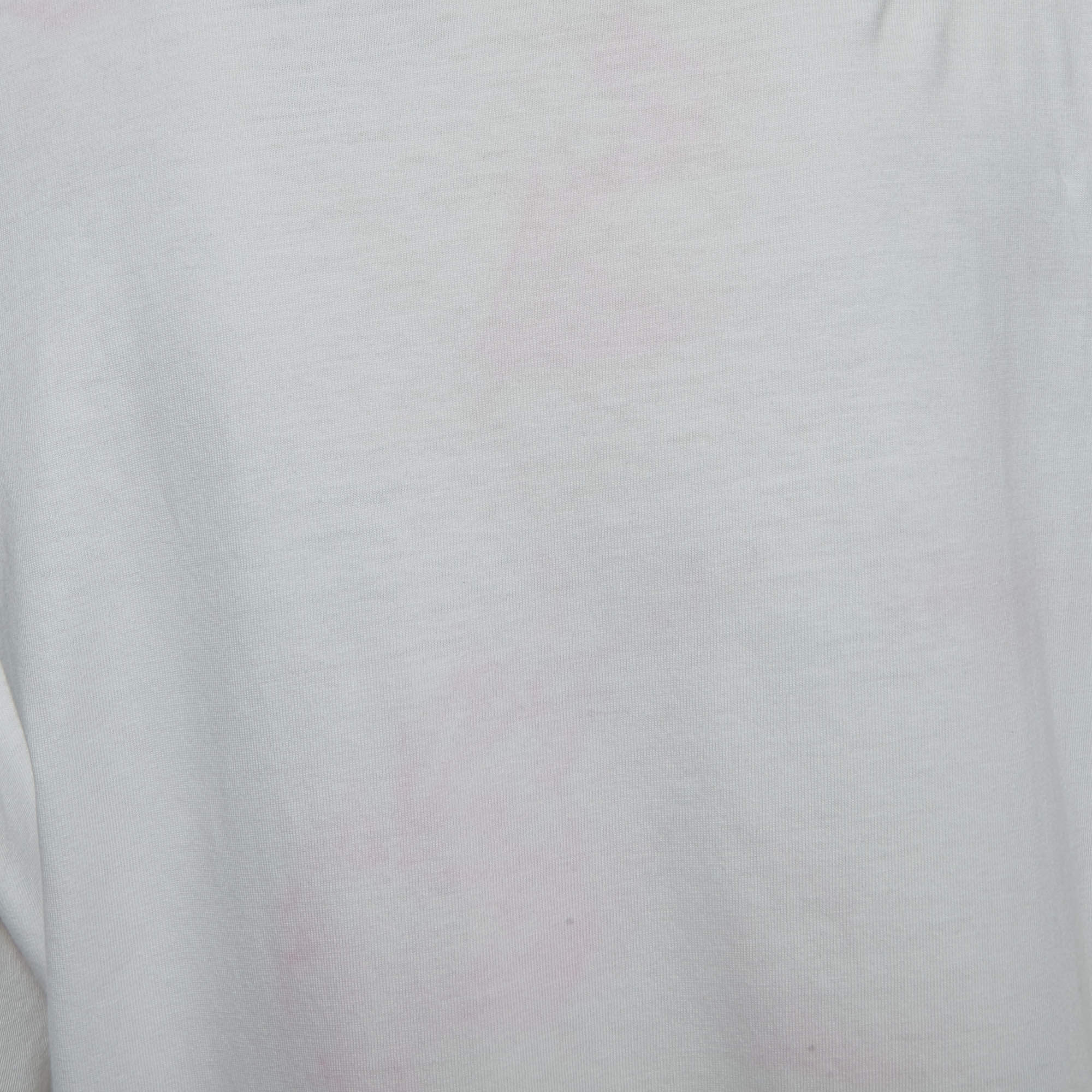 Pre Owned Miu Miu White Printed Tie Dye Cotton Oversize T-Shirt S