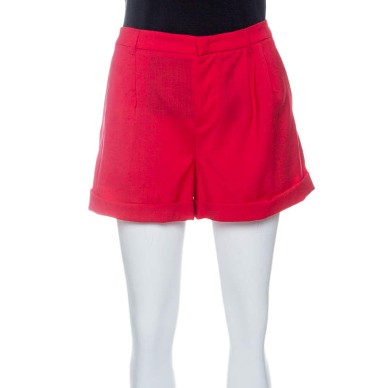Miu Miu Red Wool High Waist Shorts S Miu Miu | The Luxury Closet