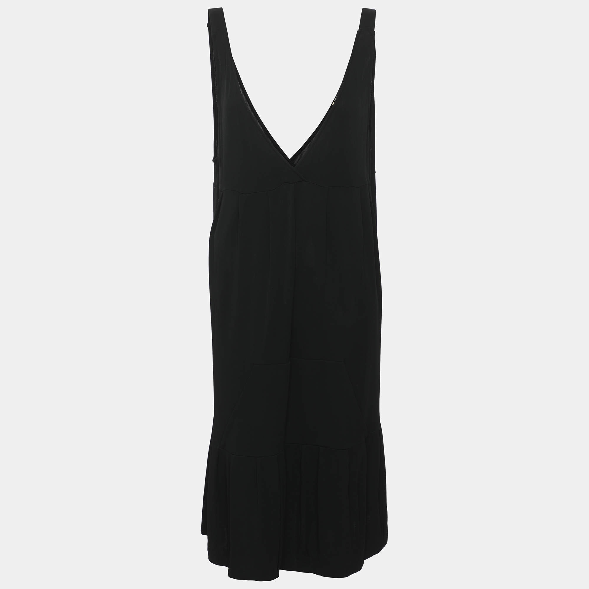 Pre Owned Miu Miu Black Black Jersey Sleeveless Mini Dress L