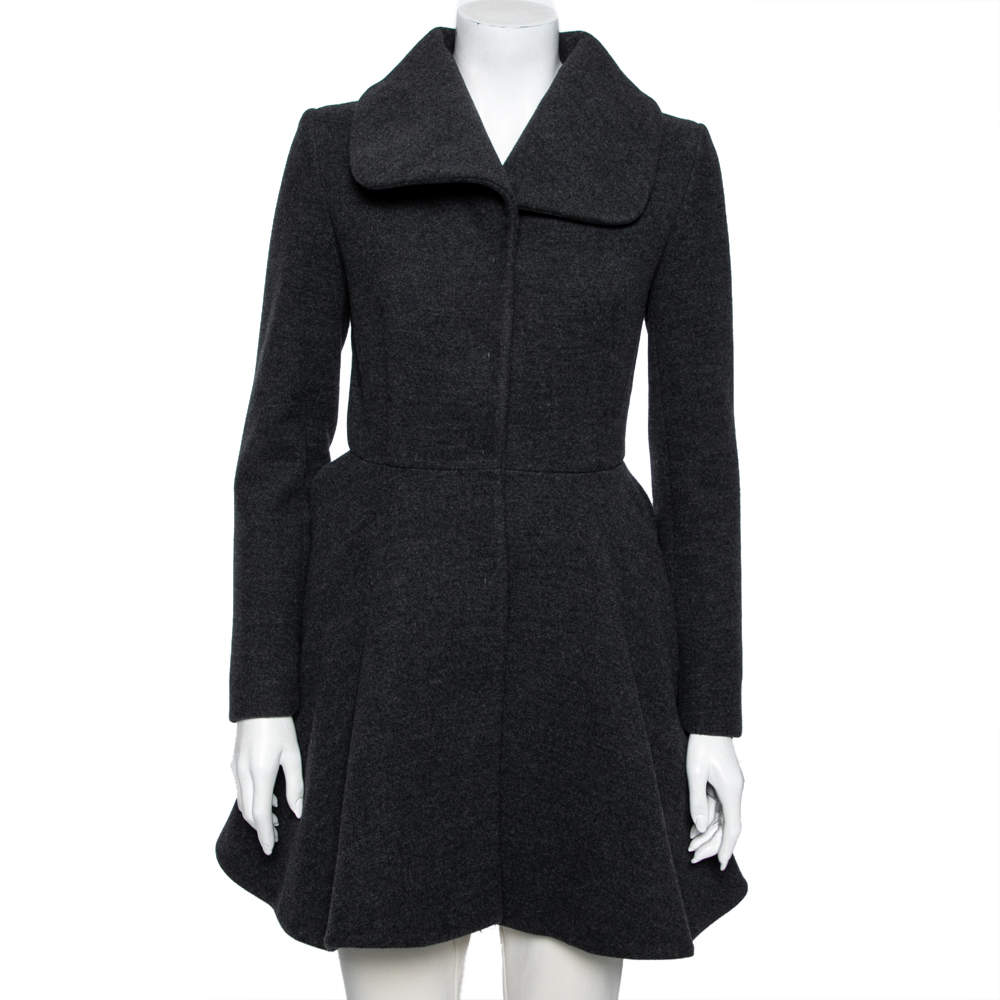 Miu Miu Grey Wool Long Sleeve Flared Jacket S