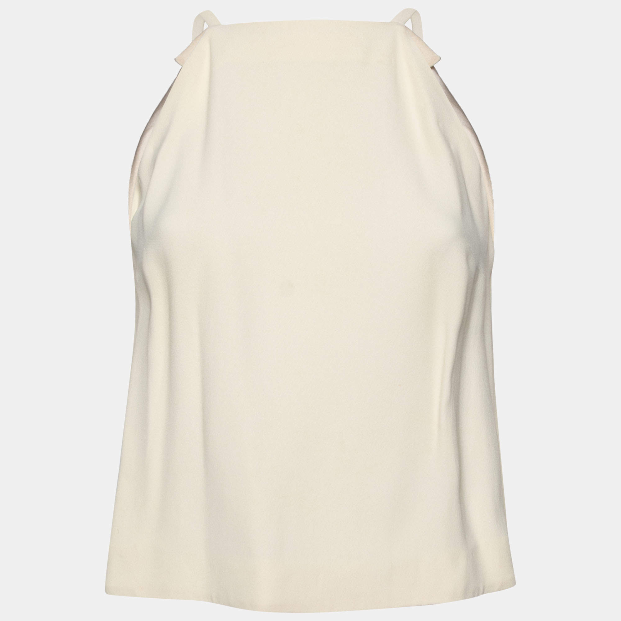 Miu Miu Cream Crepe Sleeveless Top S