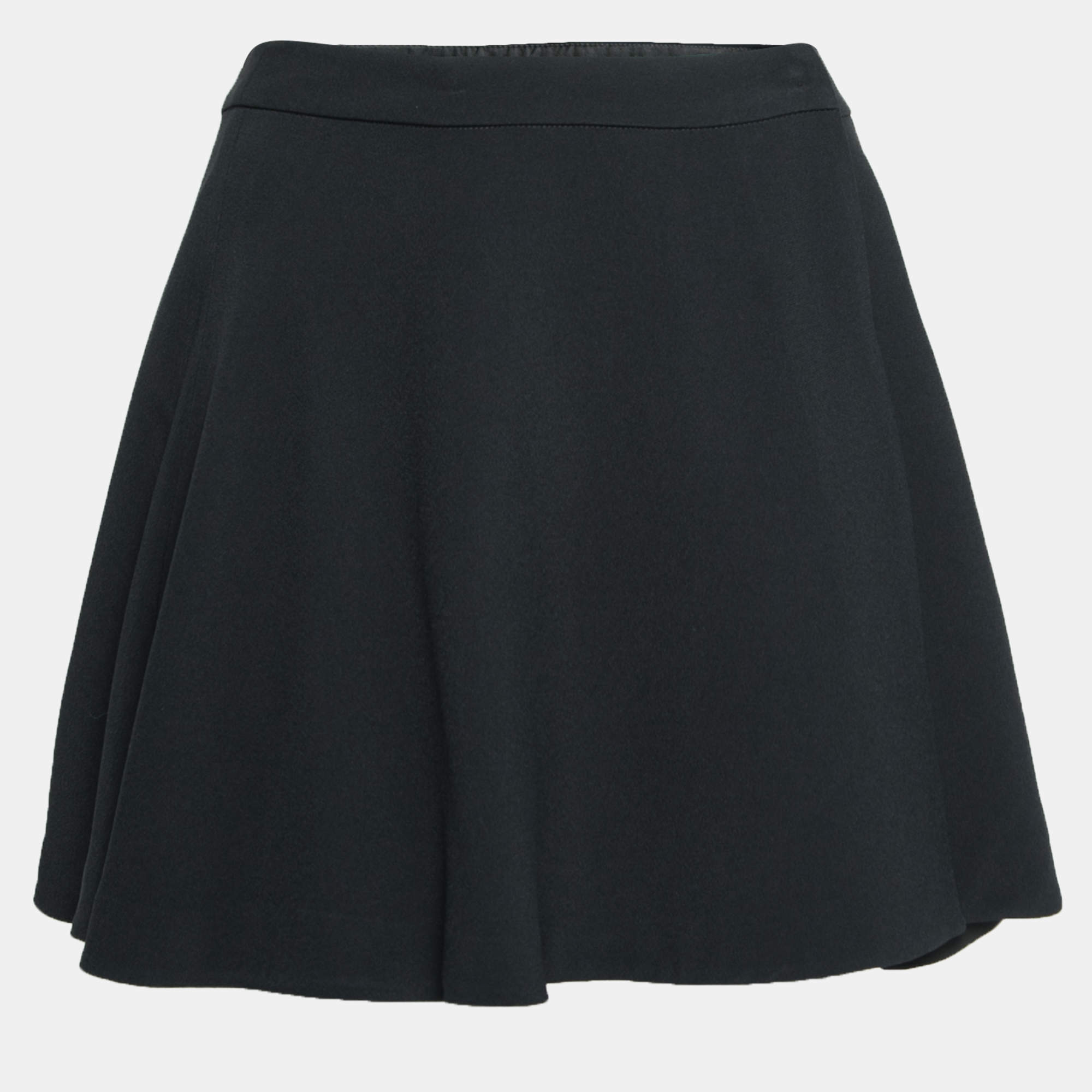Miu Miu Black Crepe Mini Wrap Skirts S