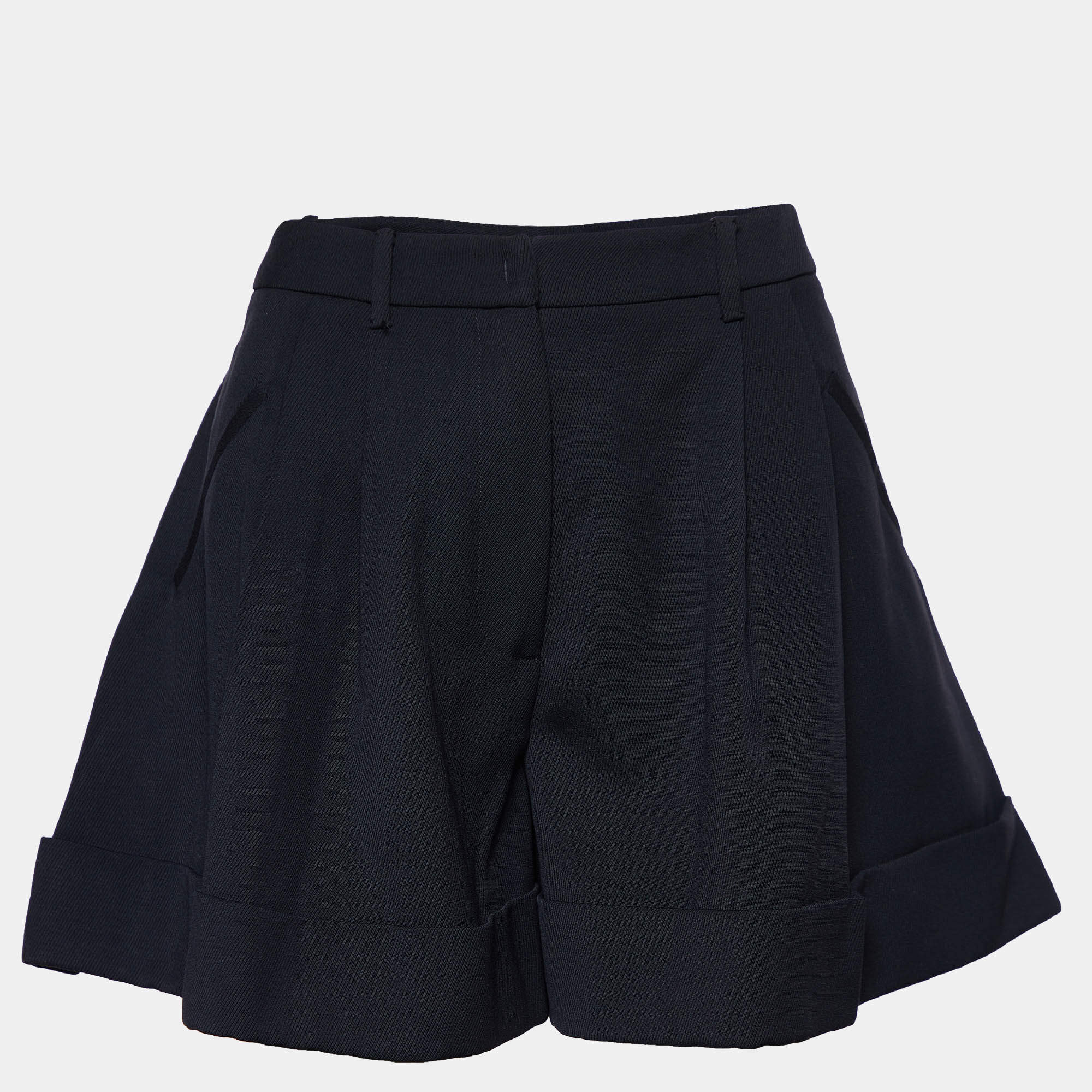 Miu Miu Black Wool Pleated Shorts S Miu Miu