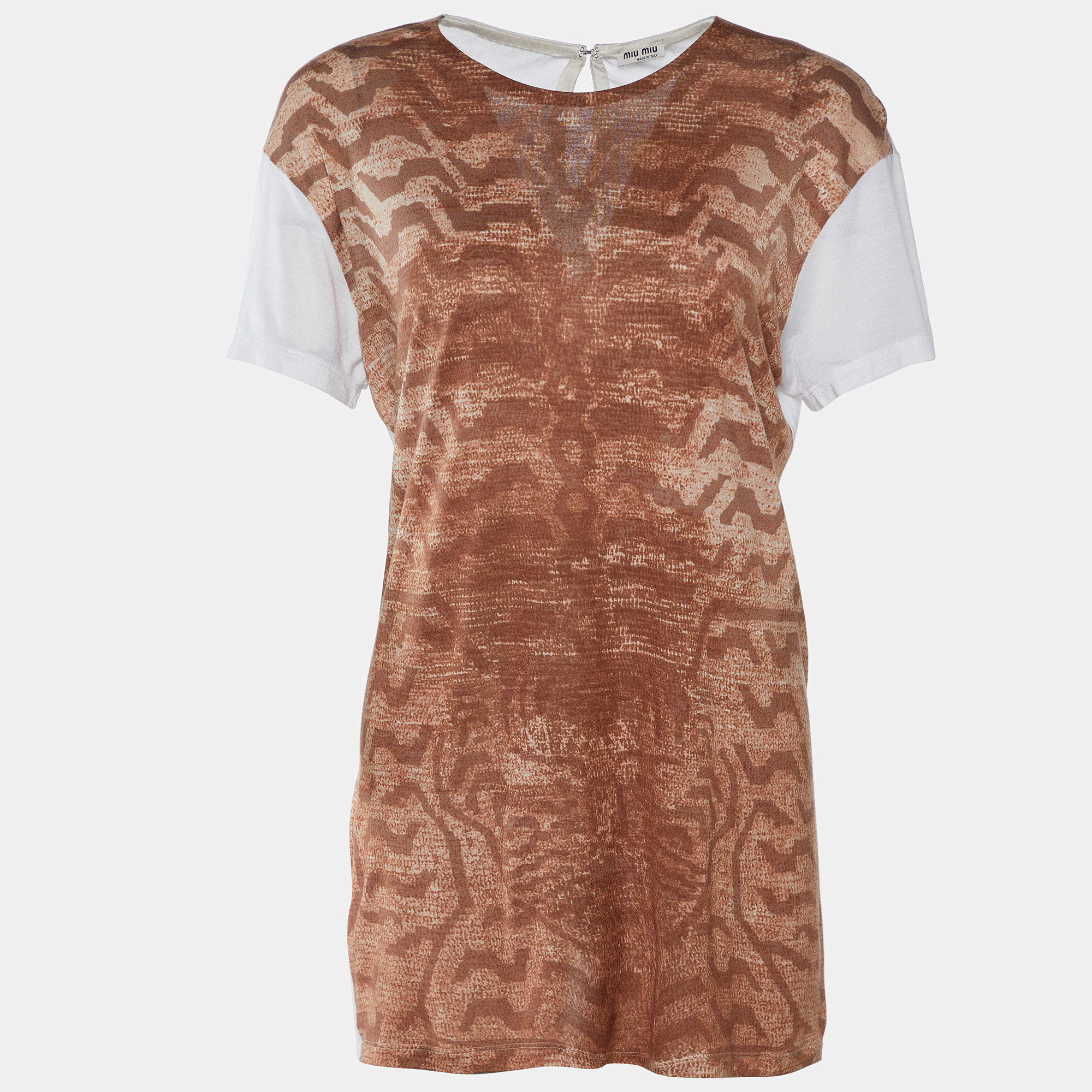 Miu Miu Brown Animal Printed Modal Knit Top M