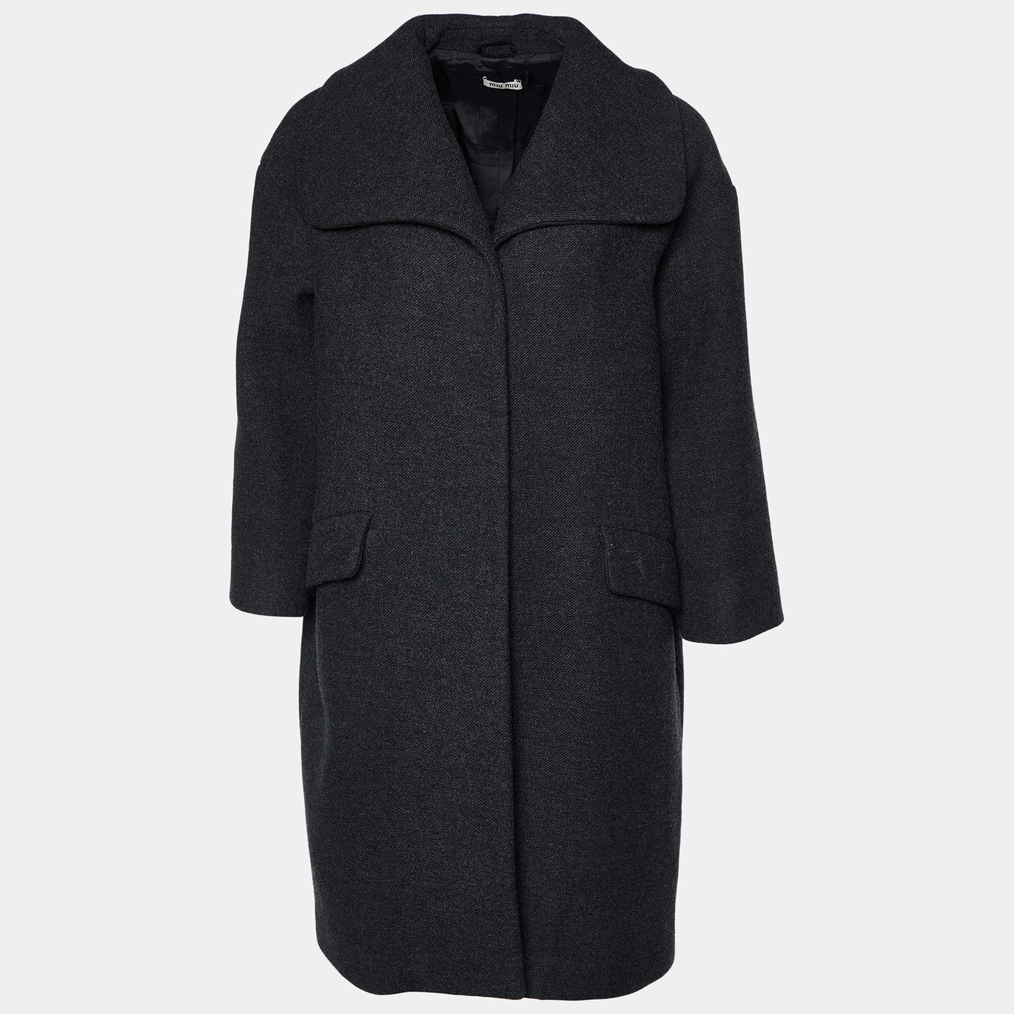 Miu Miu Charcoal Grey Wool Button Front Coat S